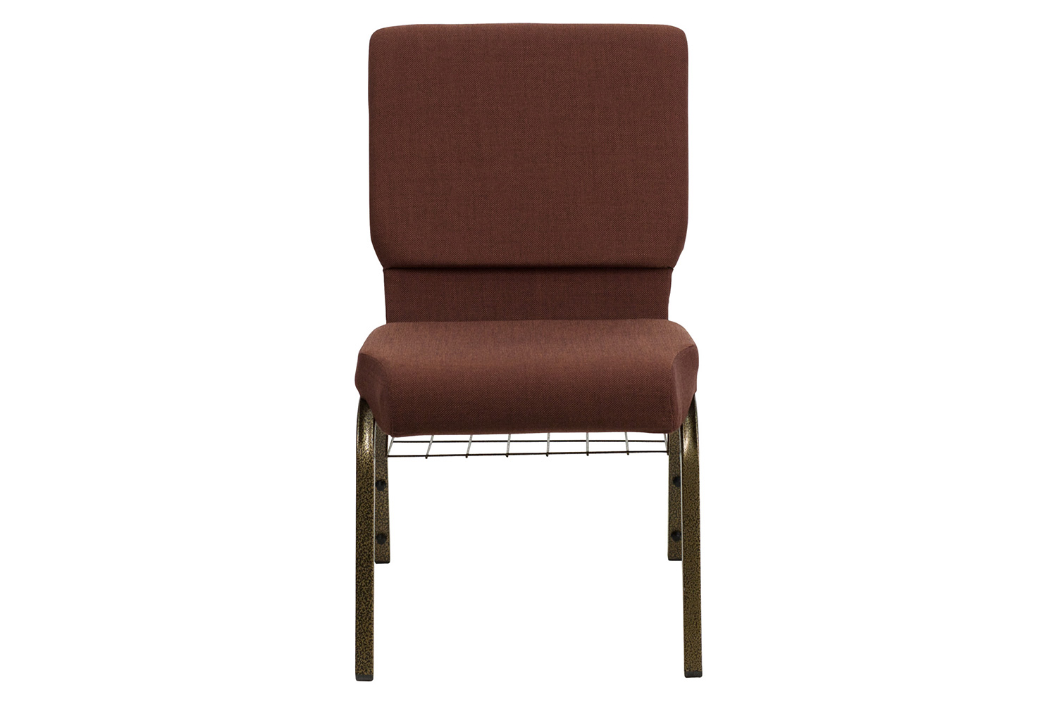 BLNK™ HERCULES Series Fabric Church Chair with Cup Book Rack and Gold Vein Frame - Brown