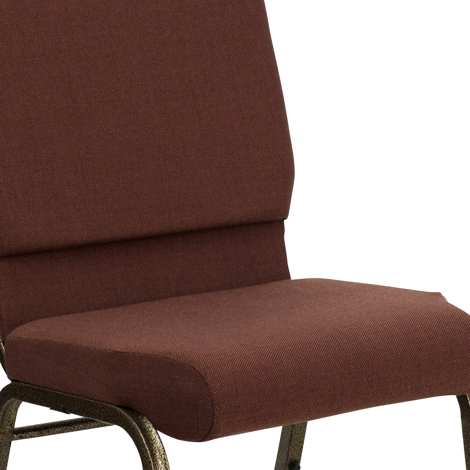 BLNK™ HERCULES Series Fabric Stacking Church Chair with Gold Vein Frame - Brown