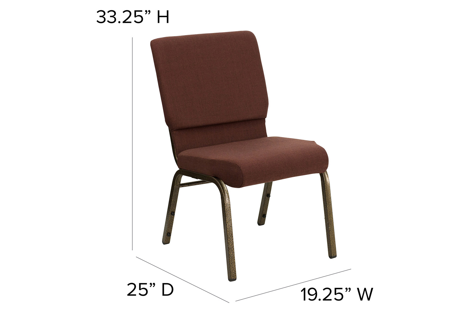 BLNK™ HERCULES Series Fabric Stacking Church Chair with Gold Vein Frame - Brown