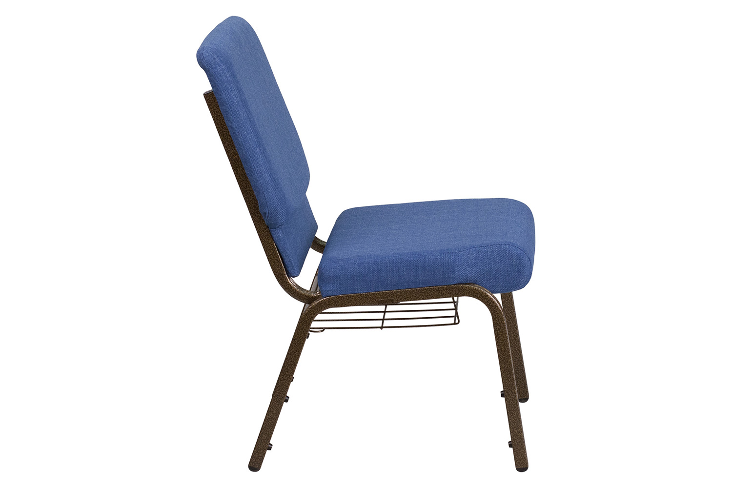 BLNK™ HERCULES Series Fabric Church Chair with Cup Book Rack and Gold Vein Frame - Blue