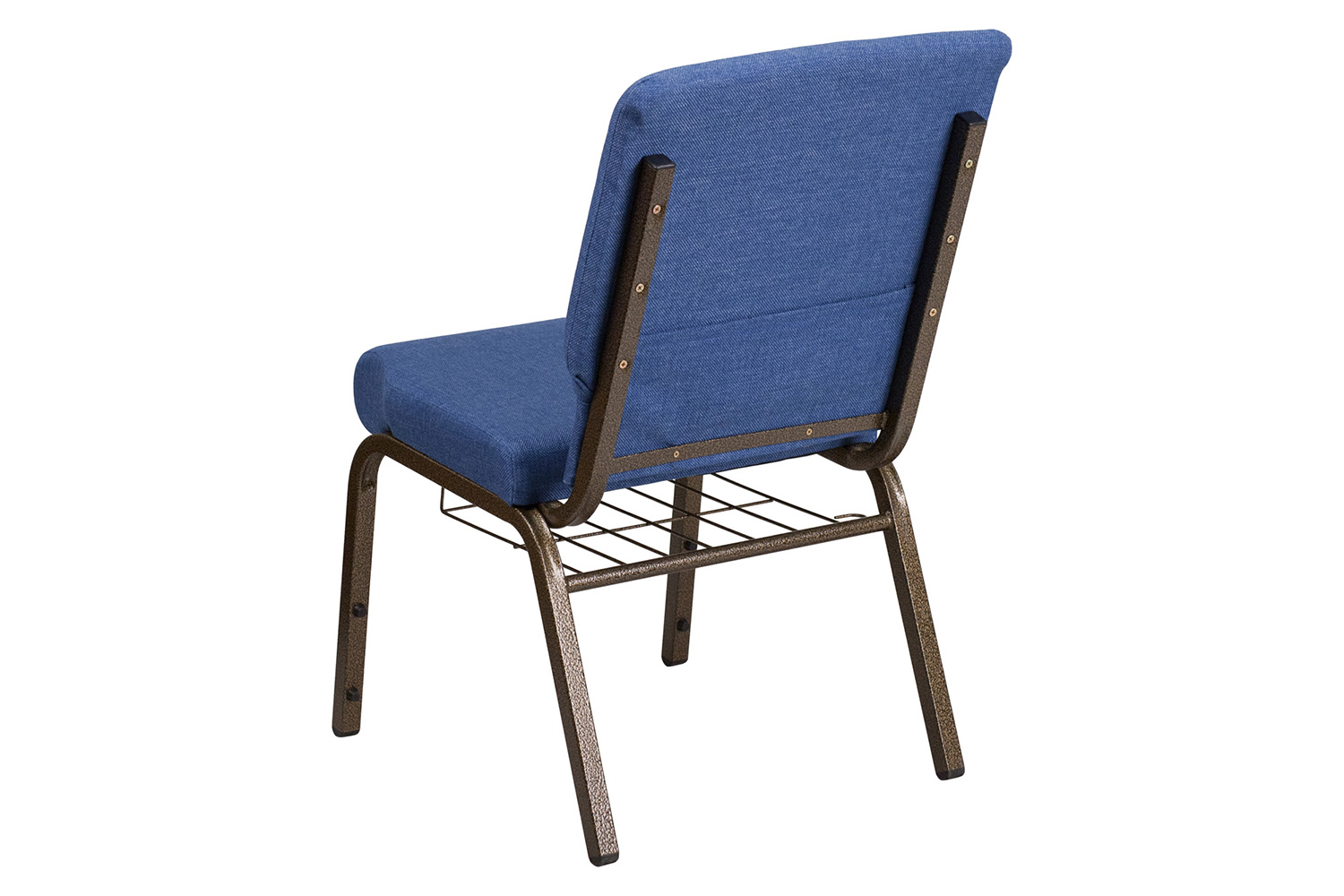 BLNK™ HERCULES Series Fabric Church Chair with Cup Book Rack and Gold Vein Frame - Blue