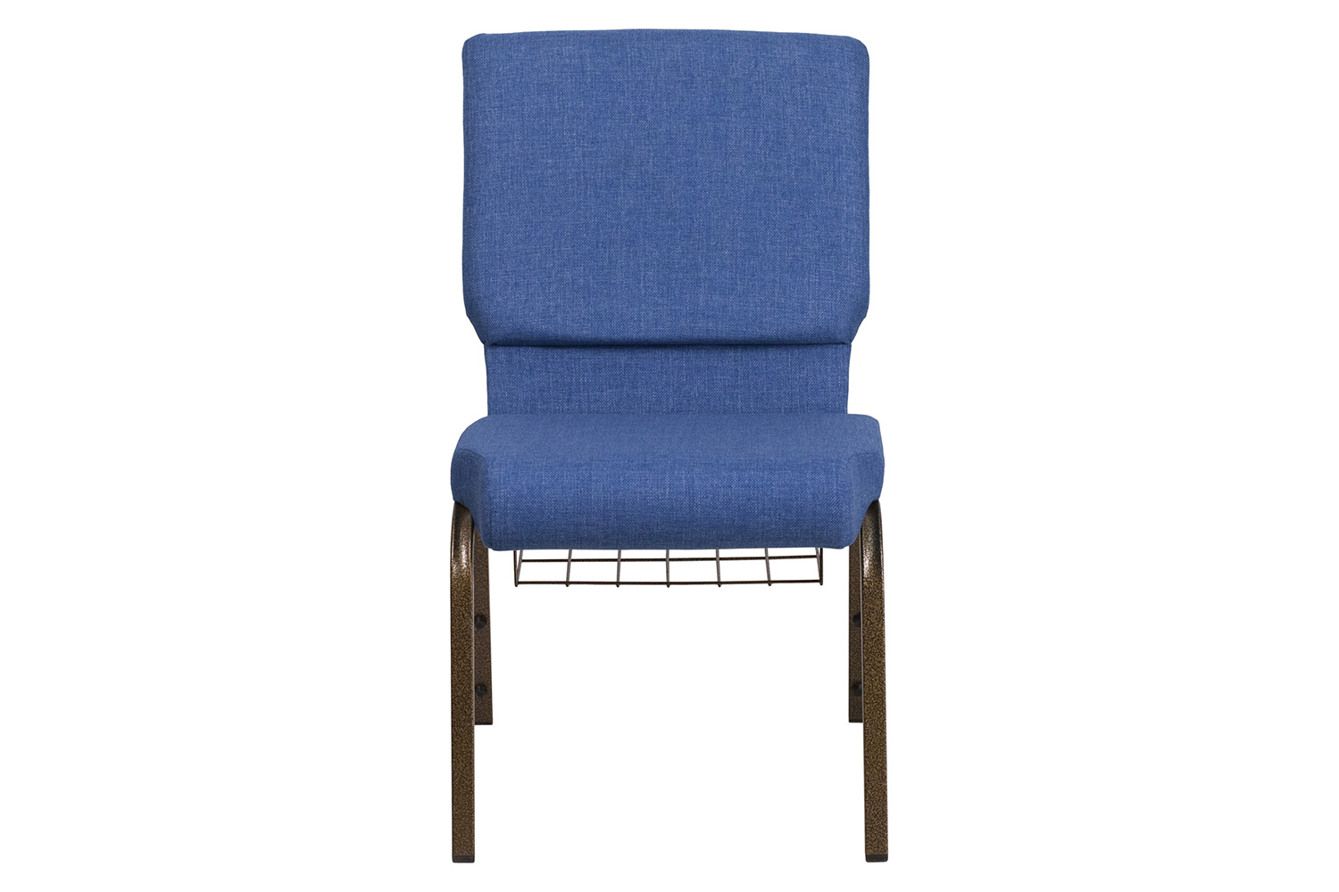 BLNK™ HERCULES Series Fabric Church Chair with Cup Book Rack and Gold Vein Frame - Blue