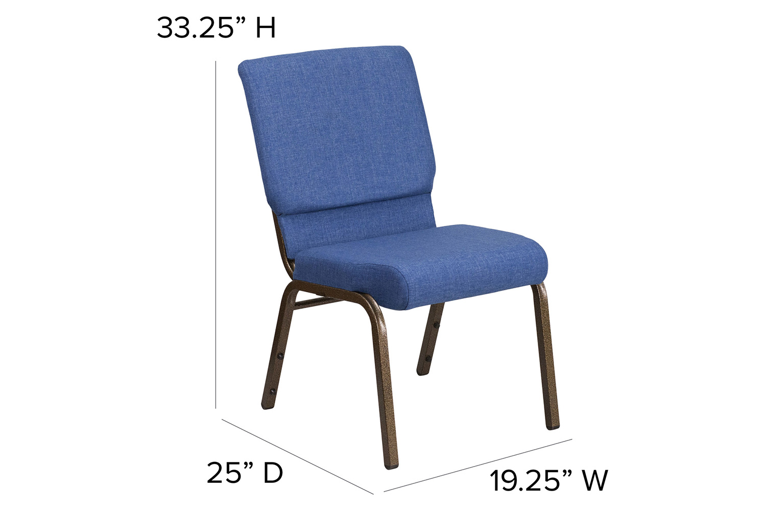 BLNK™ HERCULES Series Fabric Stacking Church Chair with Gold Vein Frame - Blue