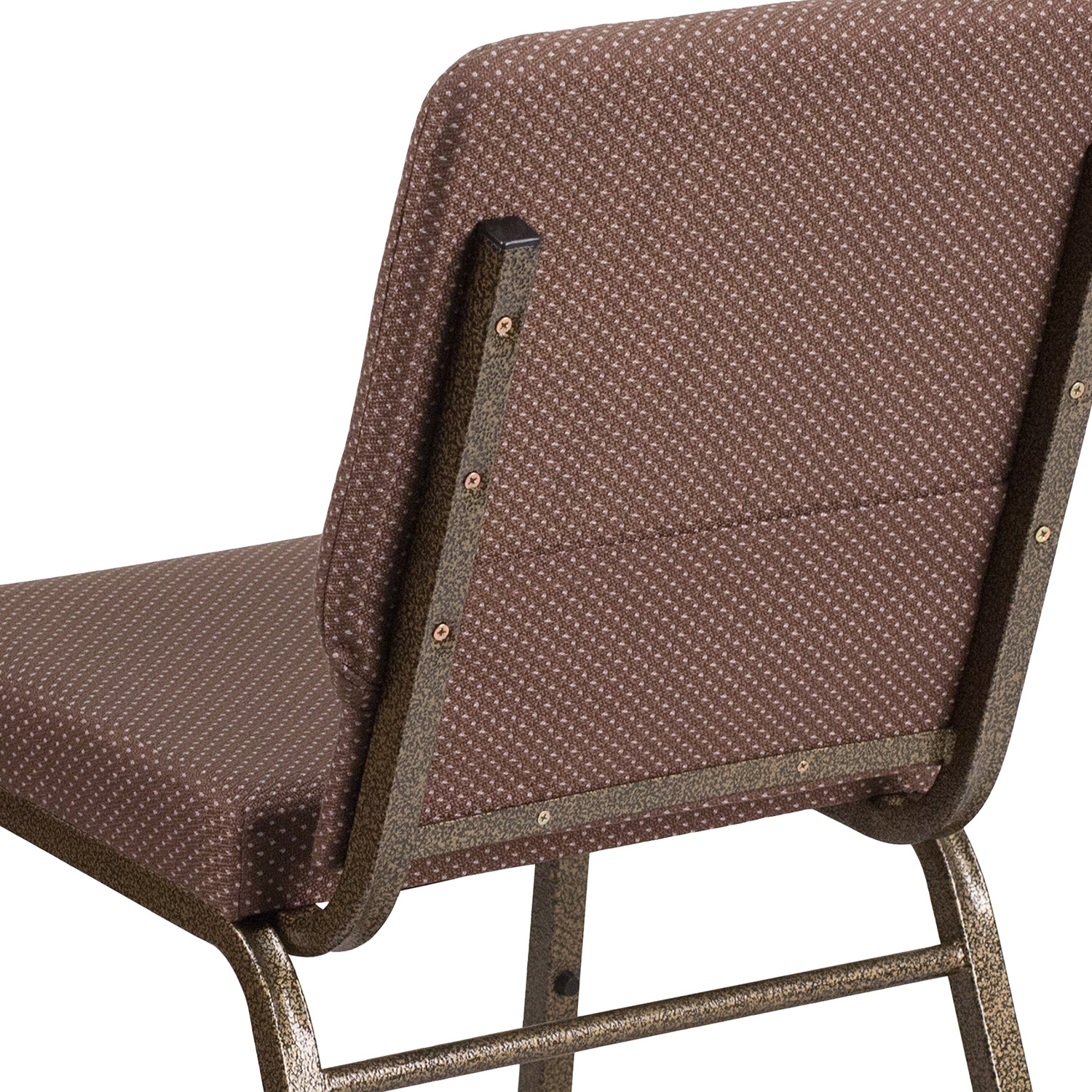 BLNK™ HERCULES Series Fabric Stacking Church Chair with Gold Vein Frame - Brown Dot