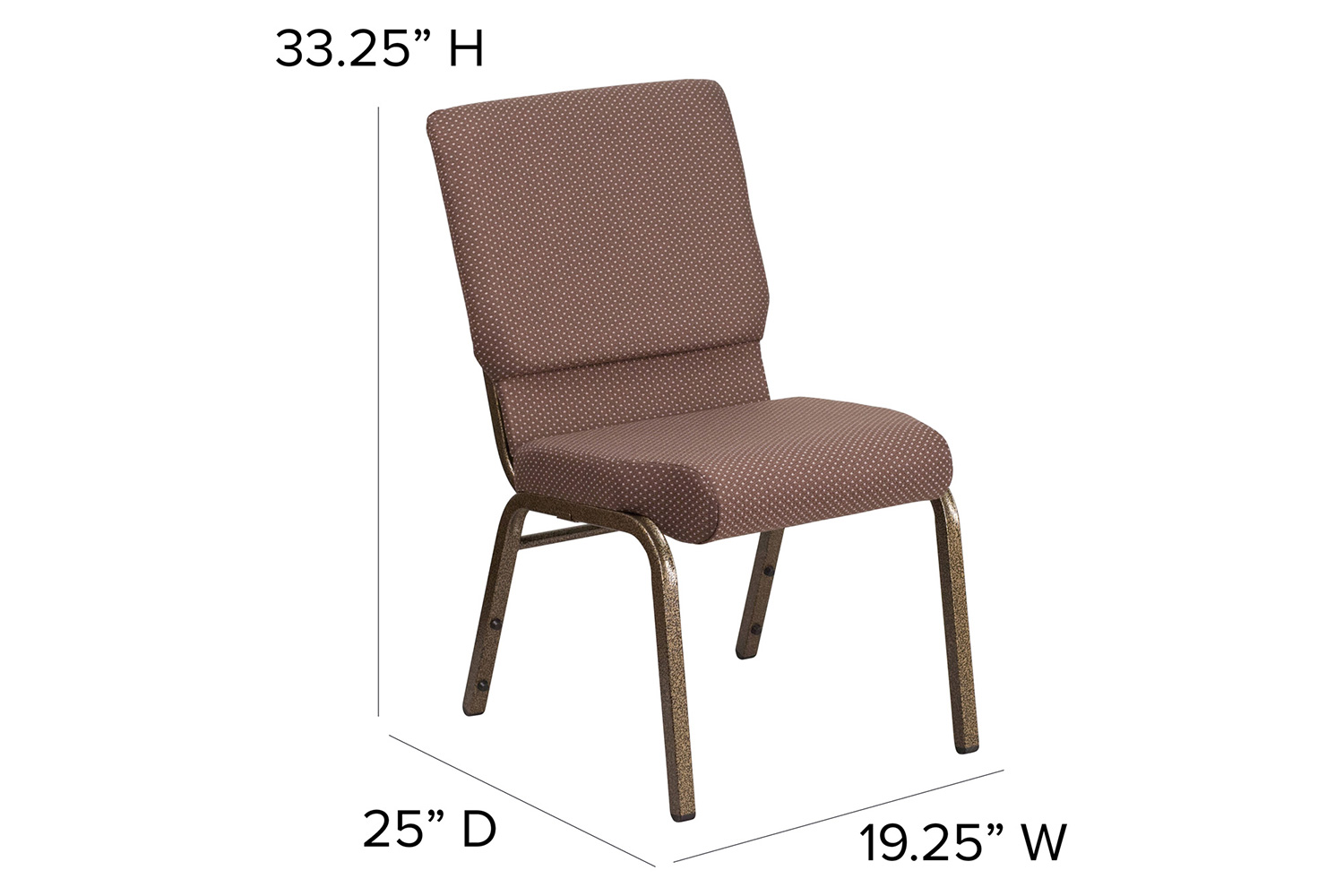 BLNK™ HERCULES Series Fabric Stacking Church Chair with Gold Vein Frame - Brown Dot