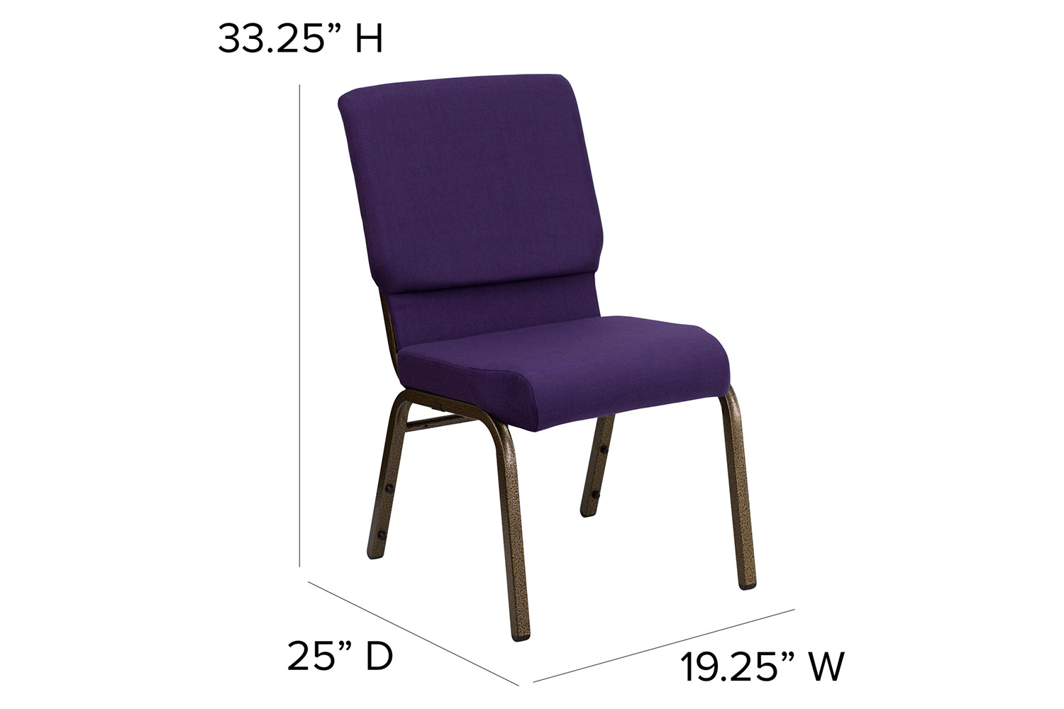 BLNK™ HERCULES Series Fabric Stacking Church Chair with Gold Vein Frame - Royal Purple