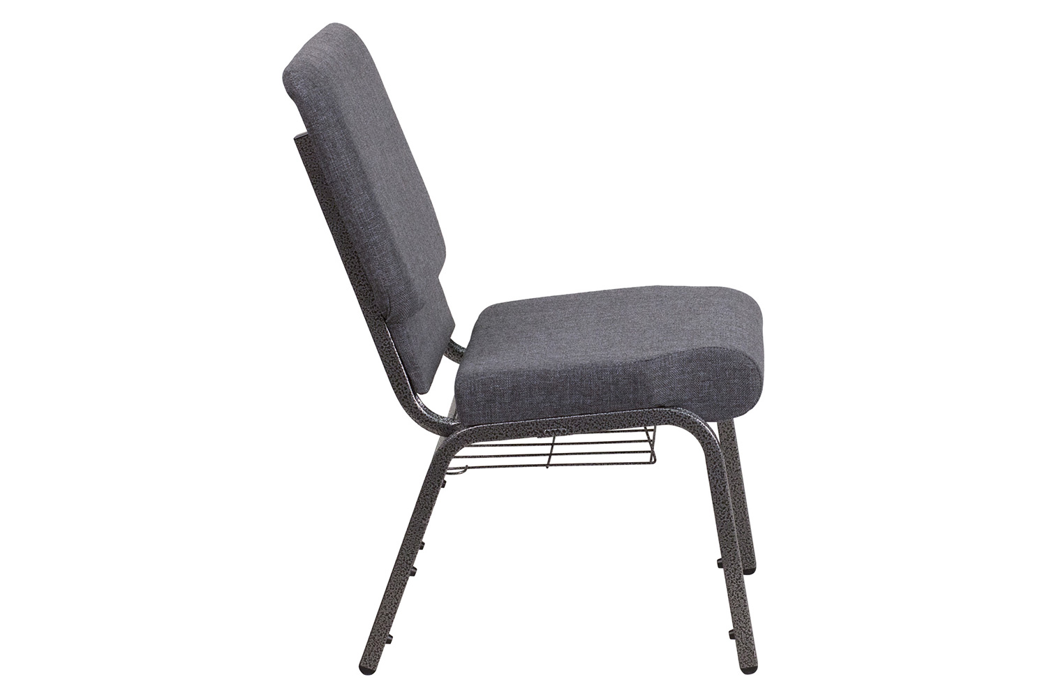 BLNK™ HERCULES Series Fabric Church Chair with Book Rack and Silver Vein Frame - Dark Gray