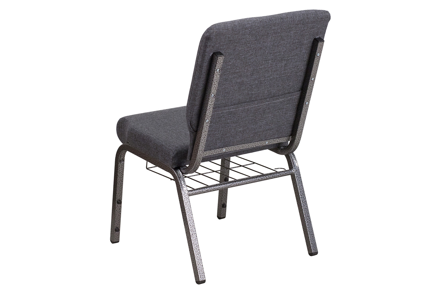 BLNK™ HERCULES Series Fabric Church Chair with Book Rack and Silver Vein Frame - Dark Gray