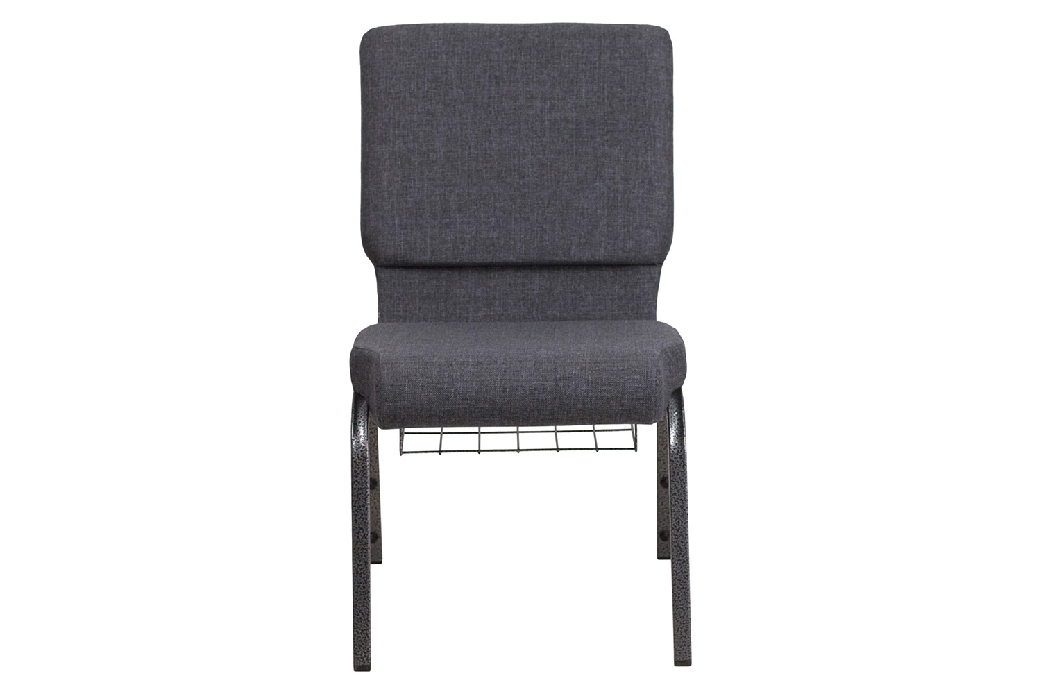 BLNK™ HERCULES Series Fabric Church Chair with Book Rack and Silver Vein Frame - Dark Gray