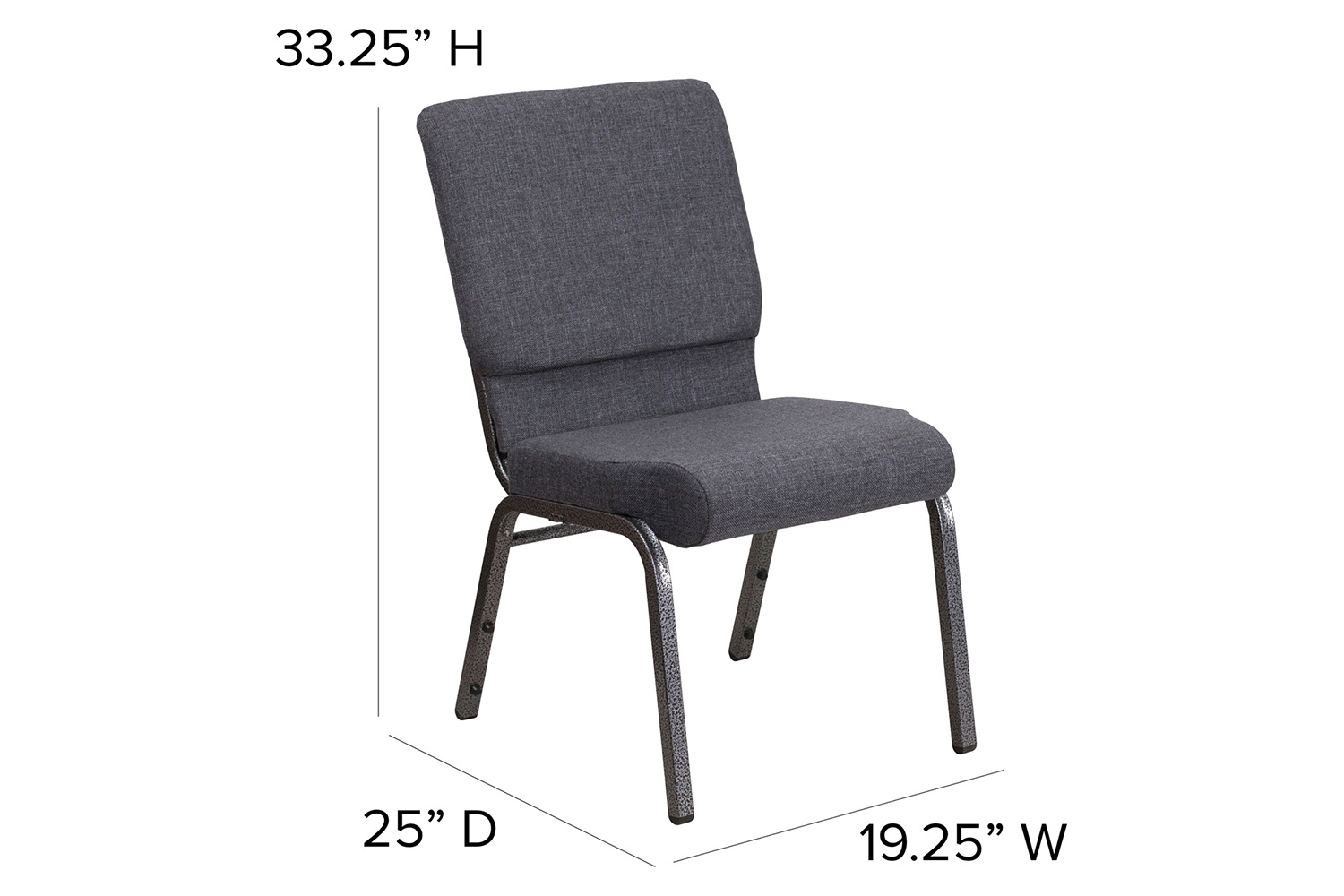 BLNK™ HERCULES Series Fabric Stacking Church Chair with Silver Vein Frame - Dark Gray