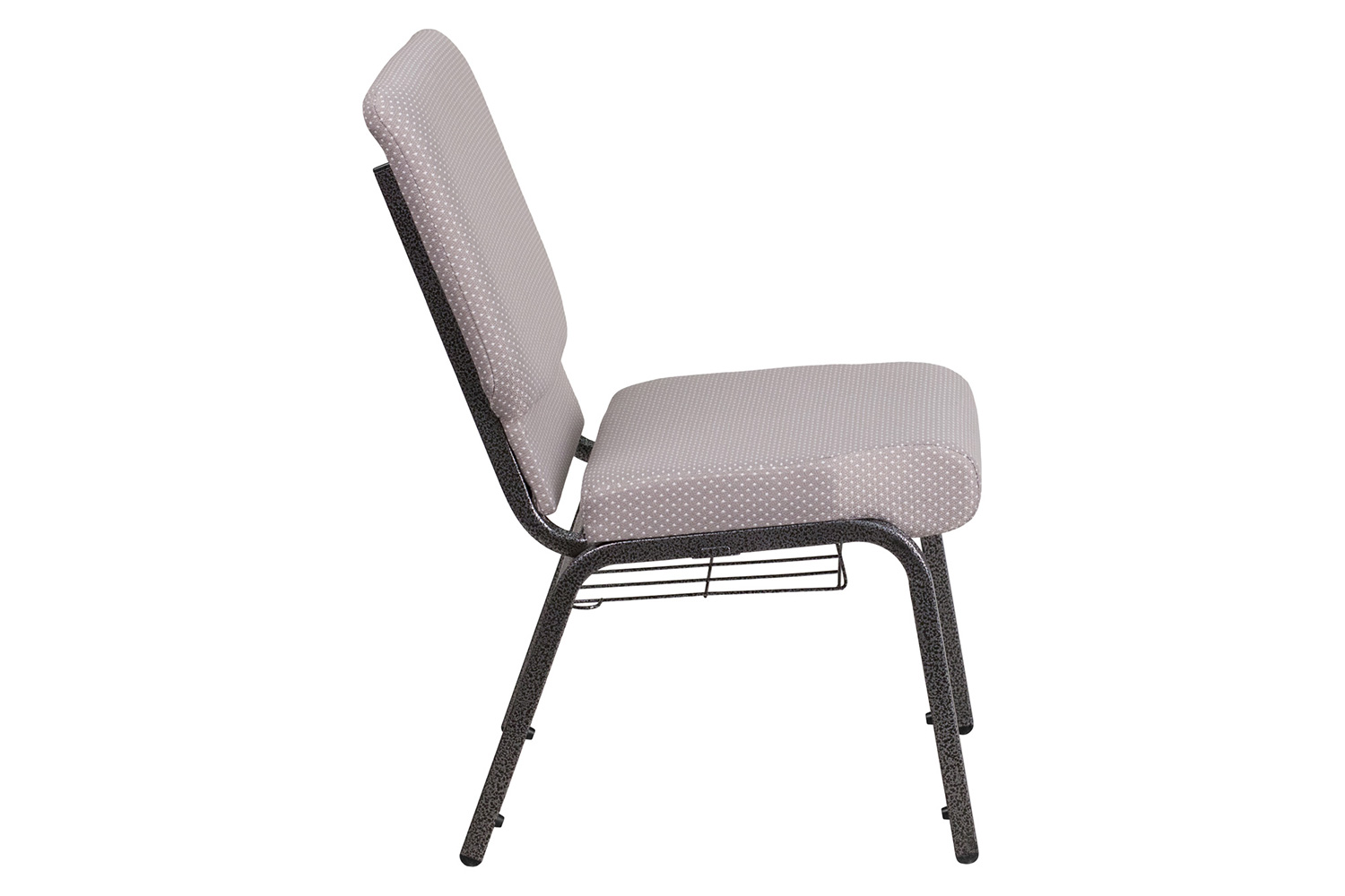 BLNK™ HERCULES Series Fabric Church Chair with Book Rack and Silver Vein Frame - Gray Dot