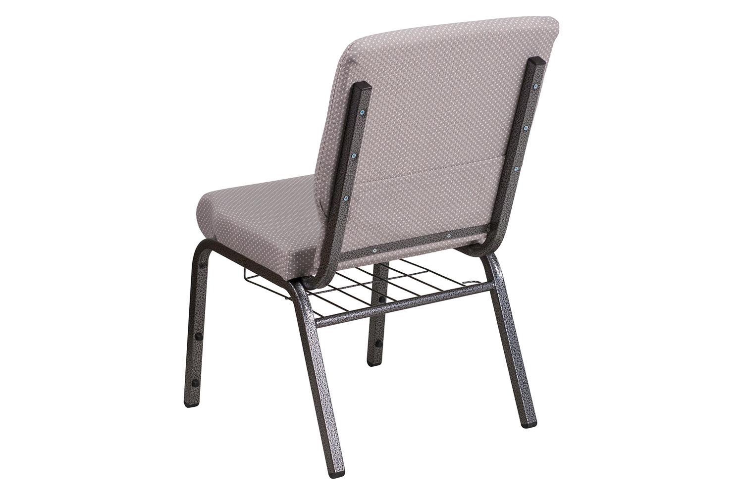 BLNK™ HERCULES Series Fabric Church Chair with Book Rack and Silver Vein Frame - Gray Dot