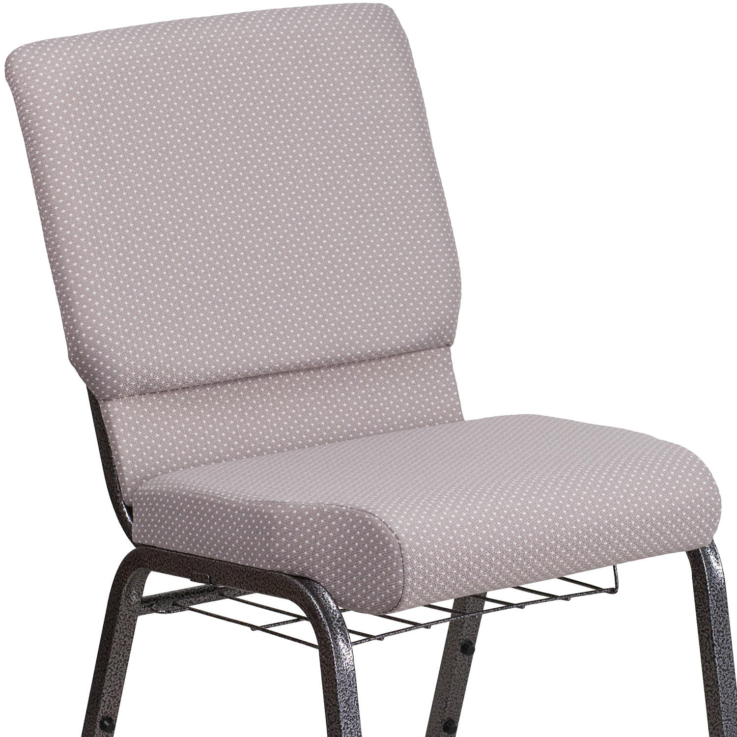 BLNK™ HERCULES Series Fabric Church Chair with Book Rack and Silver Vein Frame - Gray Dot