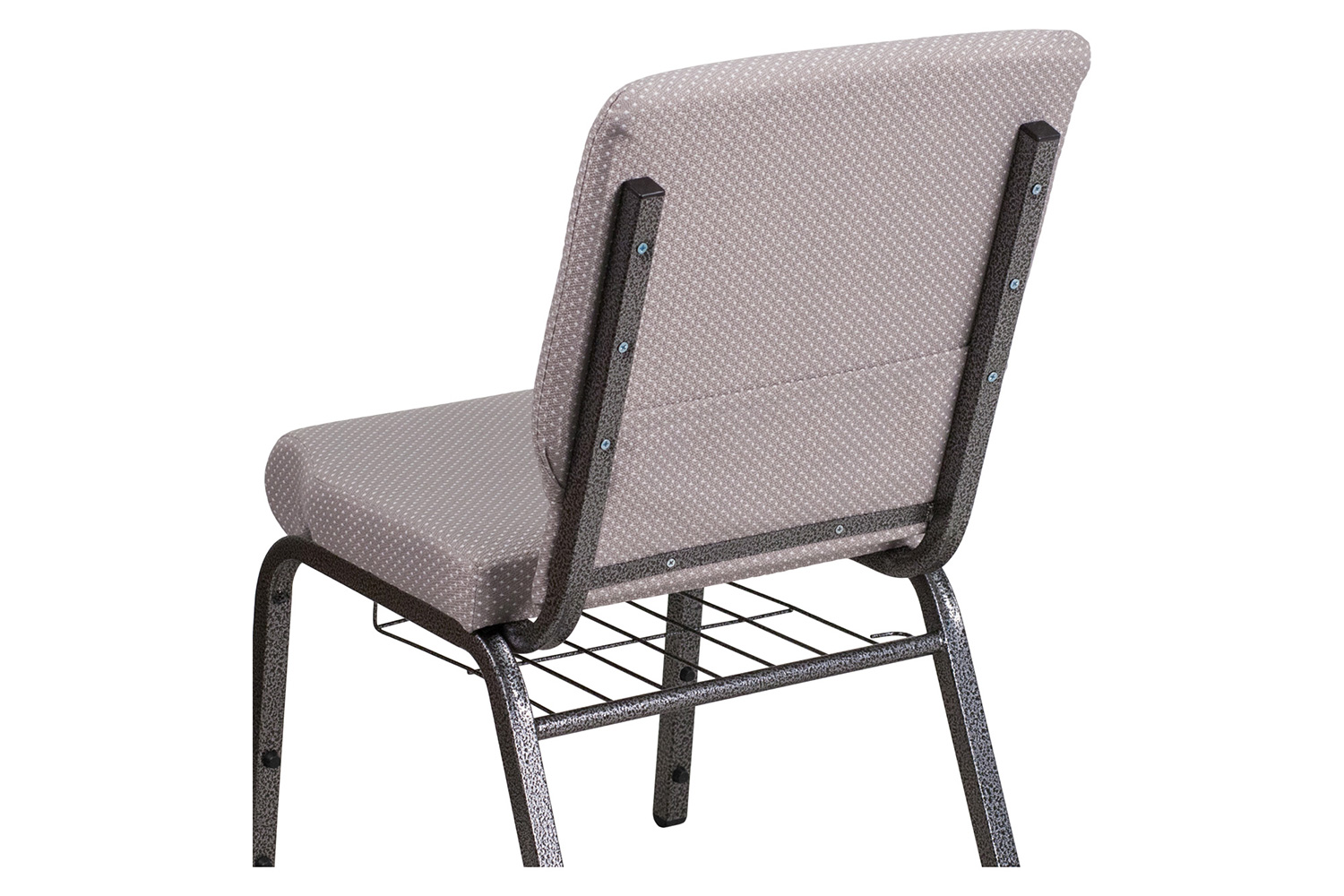 BLNK™ HERCULES Series Fabric Church Chair with Book Rack and Silver Vein Frame - Gray Dot