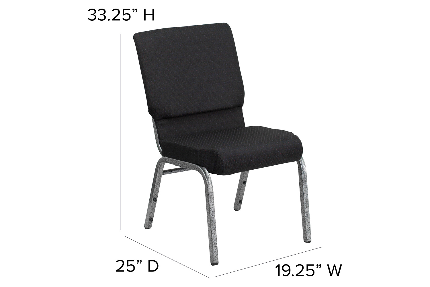 BLNK™ HERCULES Series Fabric Stacking Church Chair with Silver Vein Frame - Black Patterned