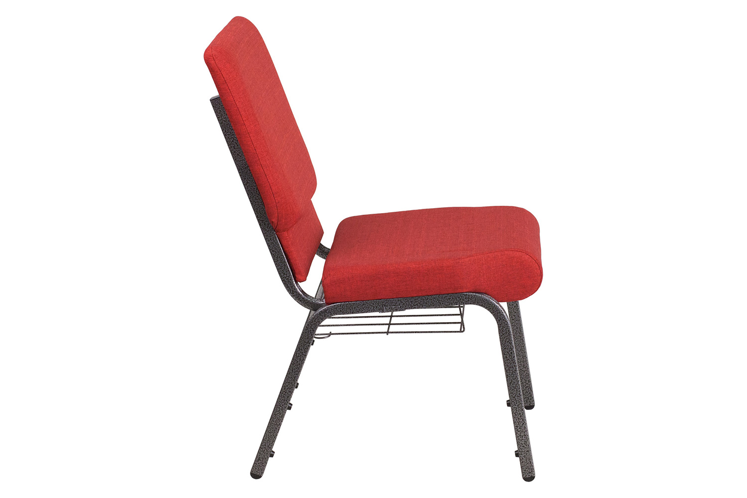 BLNK™ HERCULES Series Fabric Church Chair with Cup Book Rack and Silver Vein Frame - Red