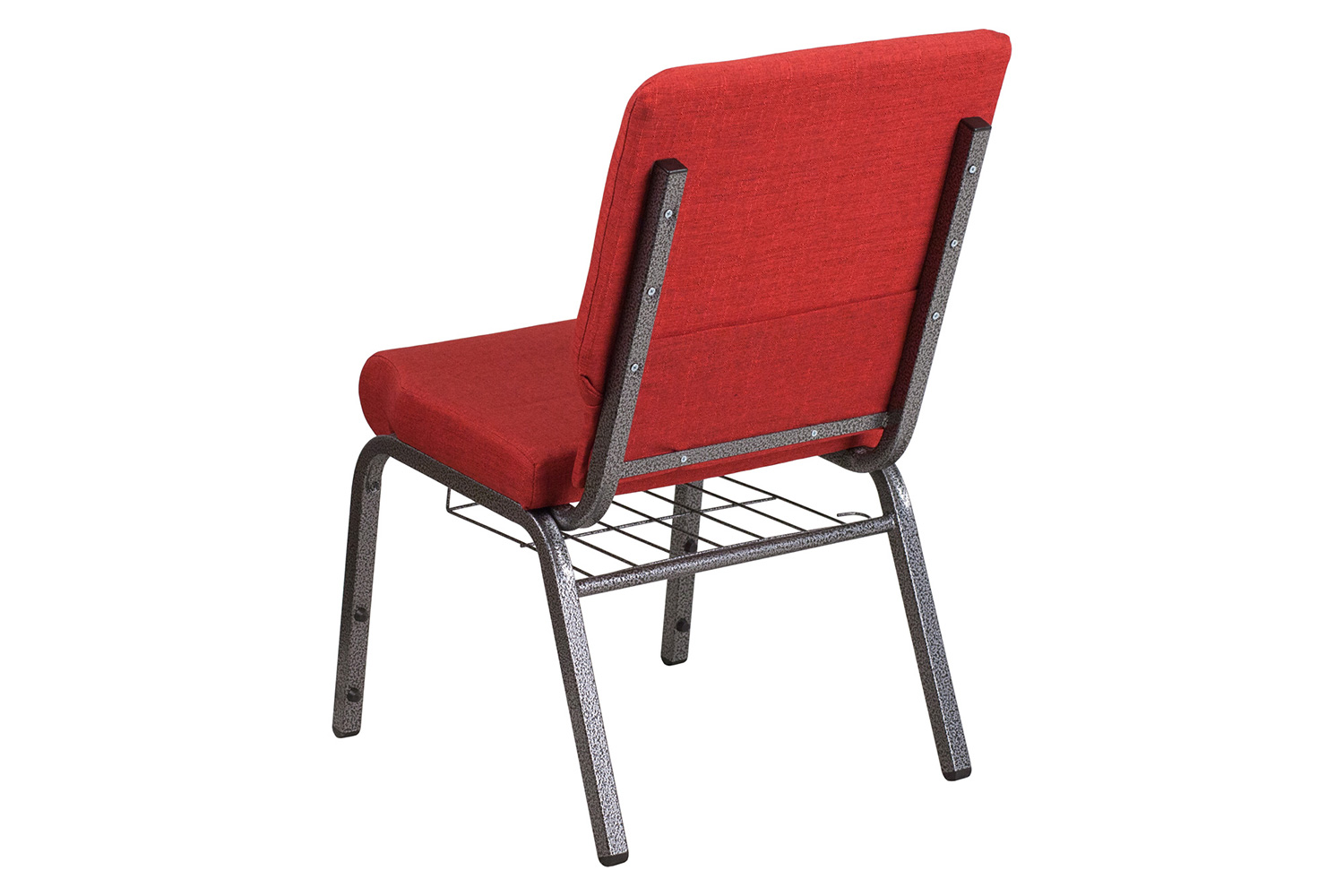 BLNK™ HERCULES Series Fabric Church Chair with Cup Book Rack and Silver Vein Frame - Red