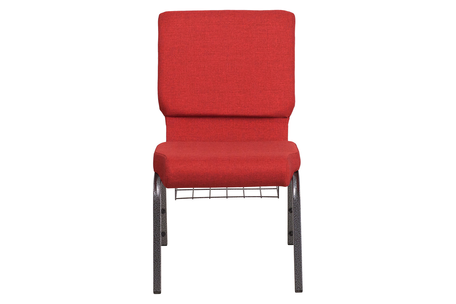 BLNK™ HERCULES Series Fabric Church Chair with Cup Book Rack and Silver Vein Frame - Red