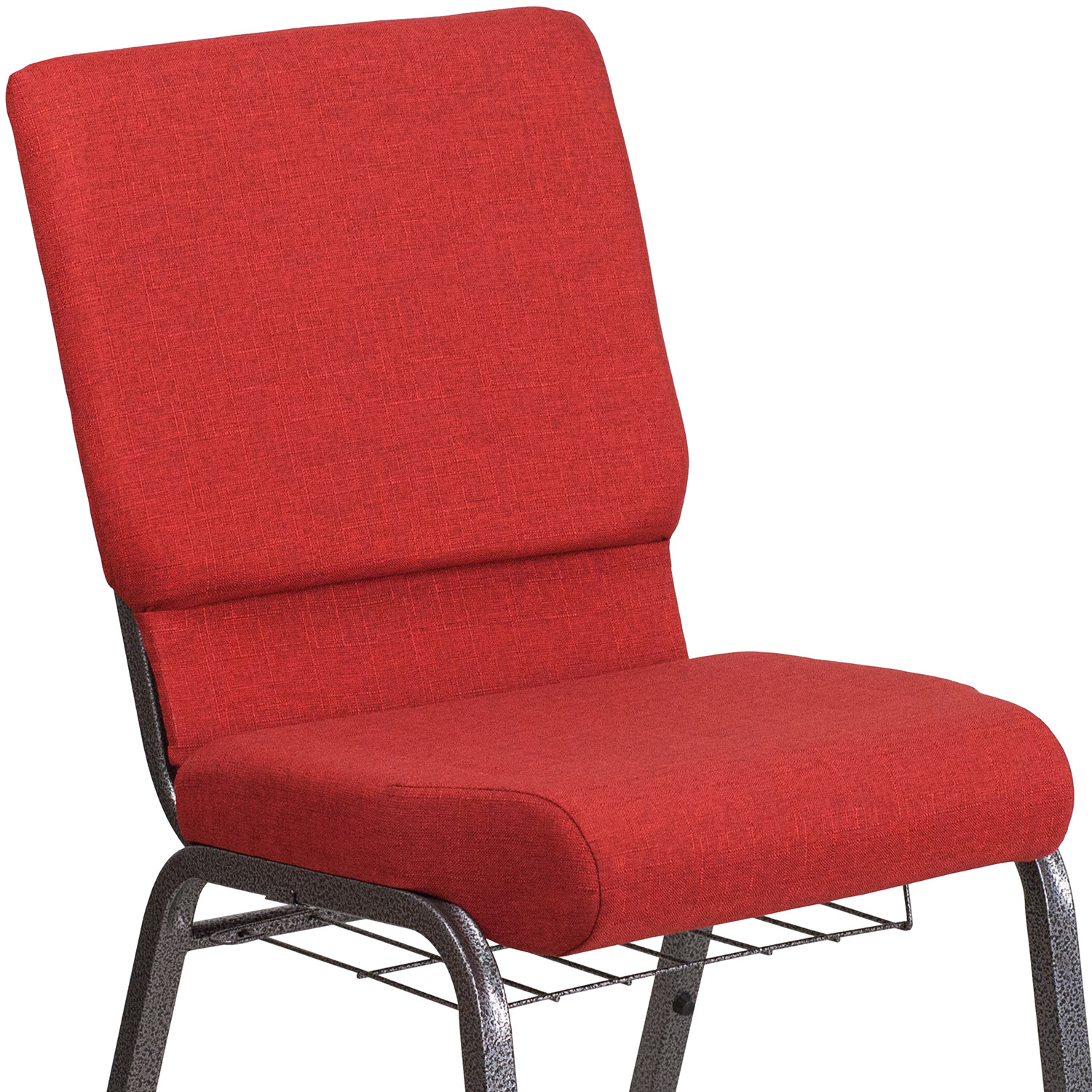 BLNK™ HERCULES Series Fabric Church Chair with Cup Book Rack and Silver Vein Frame - Red