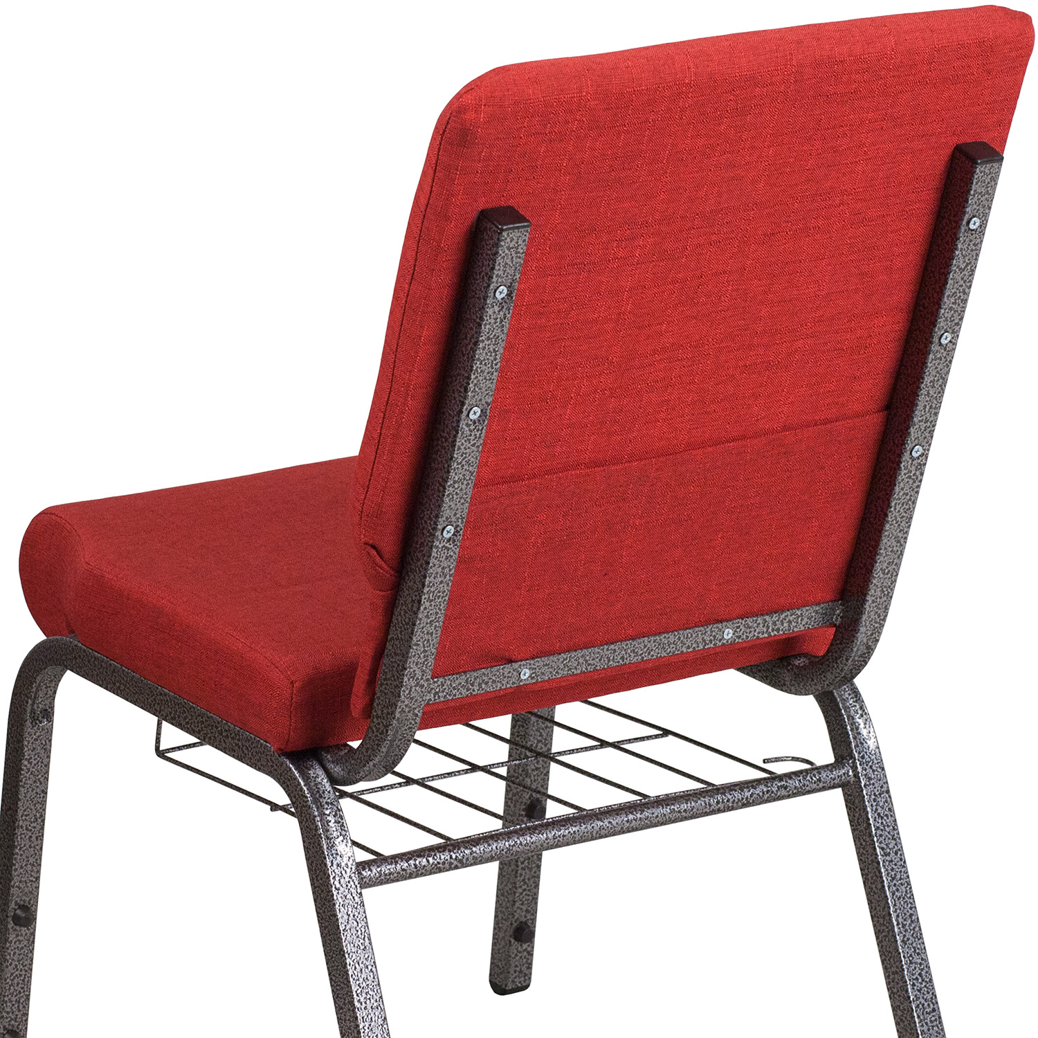 BLNK™ HERCULES Series Fabric Church Chair with Cup Book Rack and Silver Vein Frame - Red