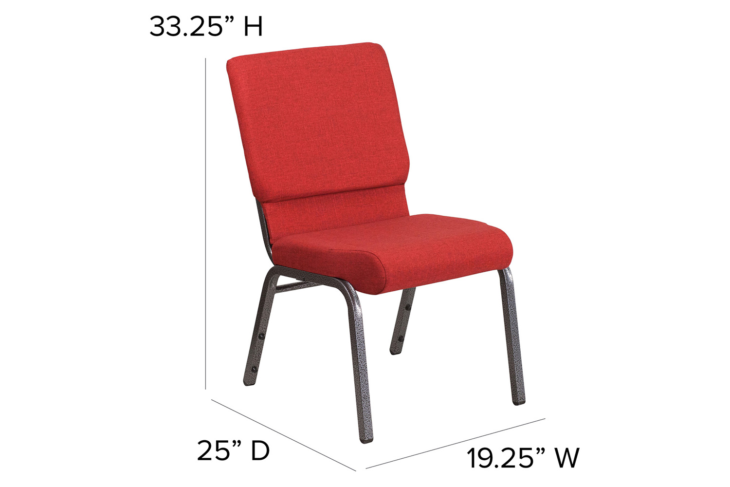 BLNK™ HERCULES Series Fabric Stacking Church Chair with Silver Vein Frame - Red