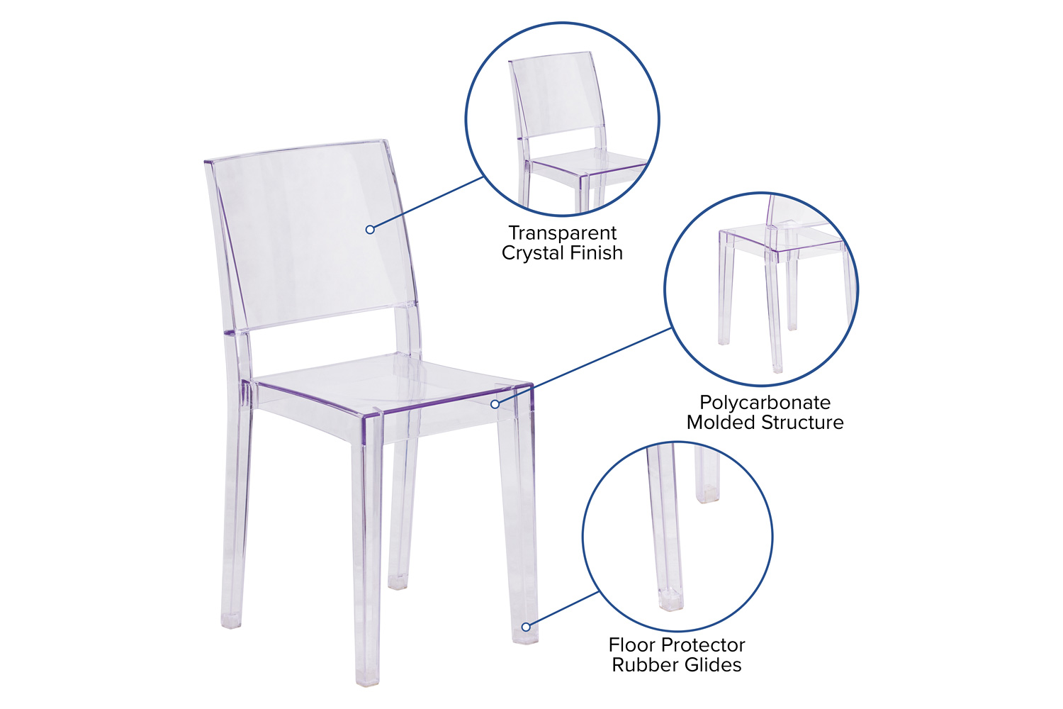 BLNK - Phantom Series Transparent Stacking Side Chair