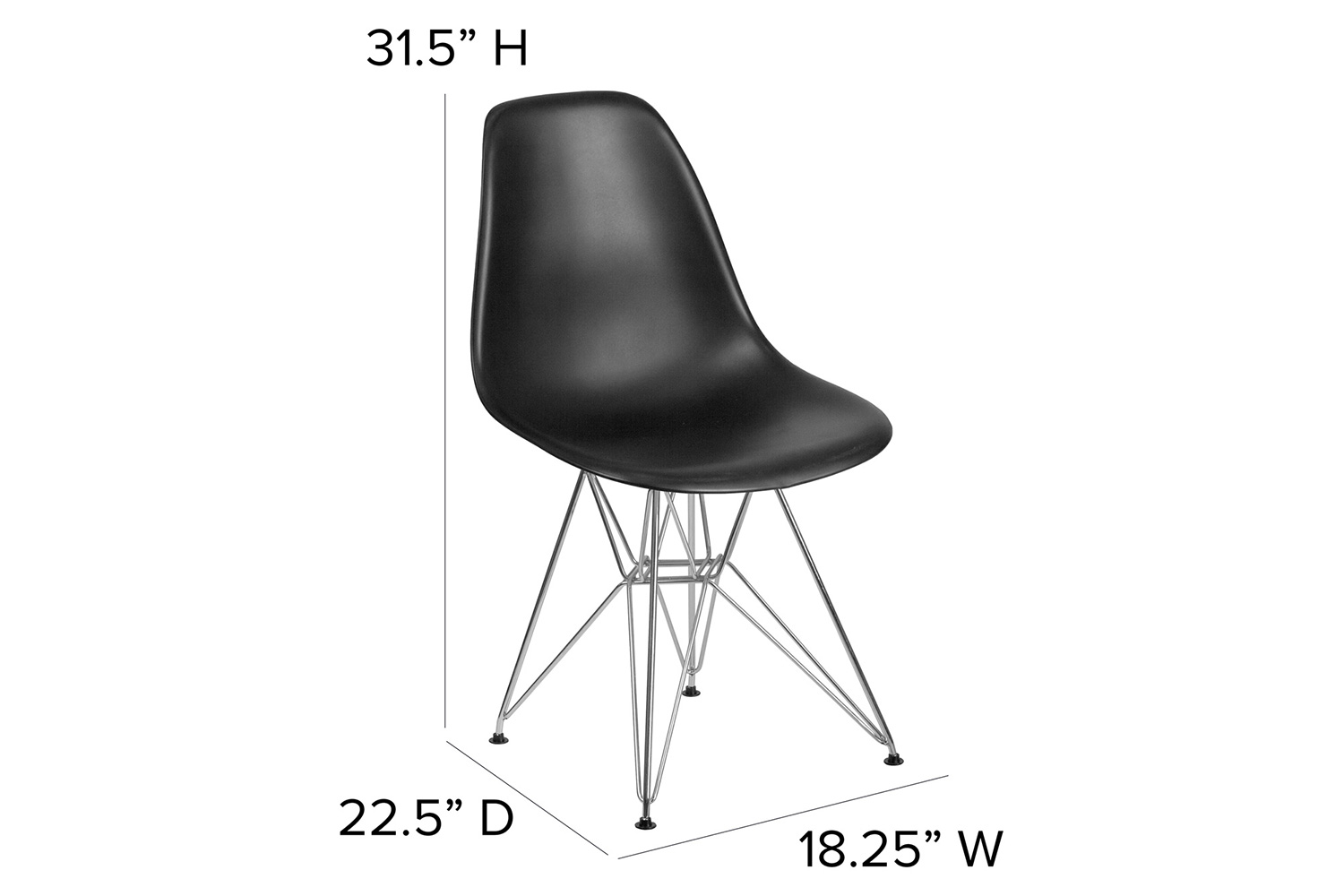 BLNK™ Elon Series Plastic Chair with Chrome Base - Black