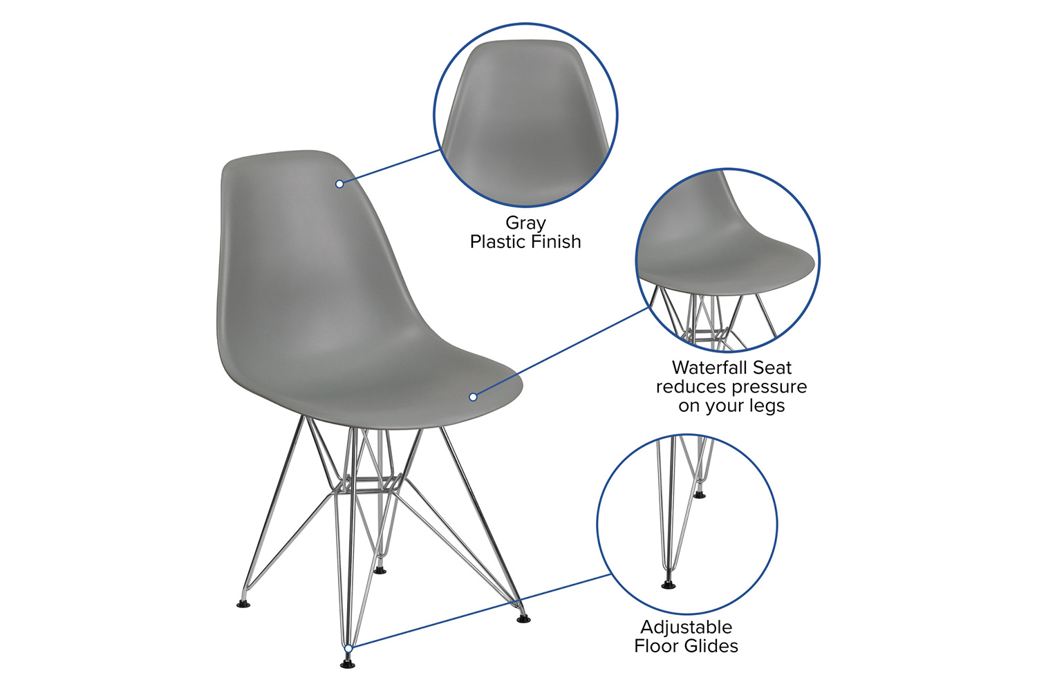 BLNK™ Elon Series Plastic Chair with Chrome Base - Moss Gray