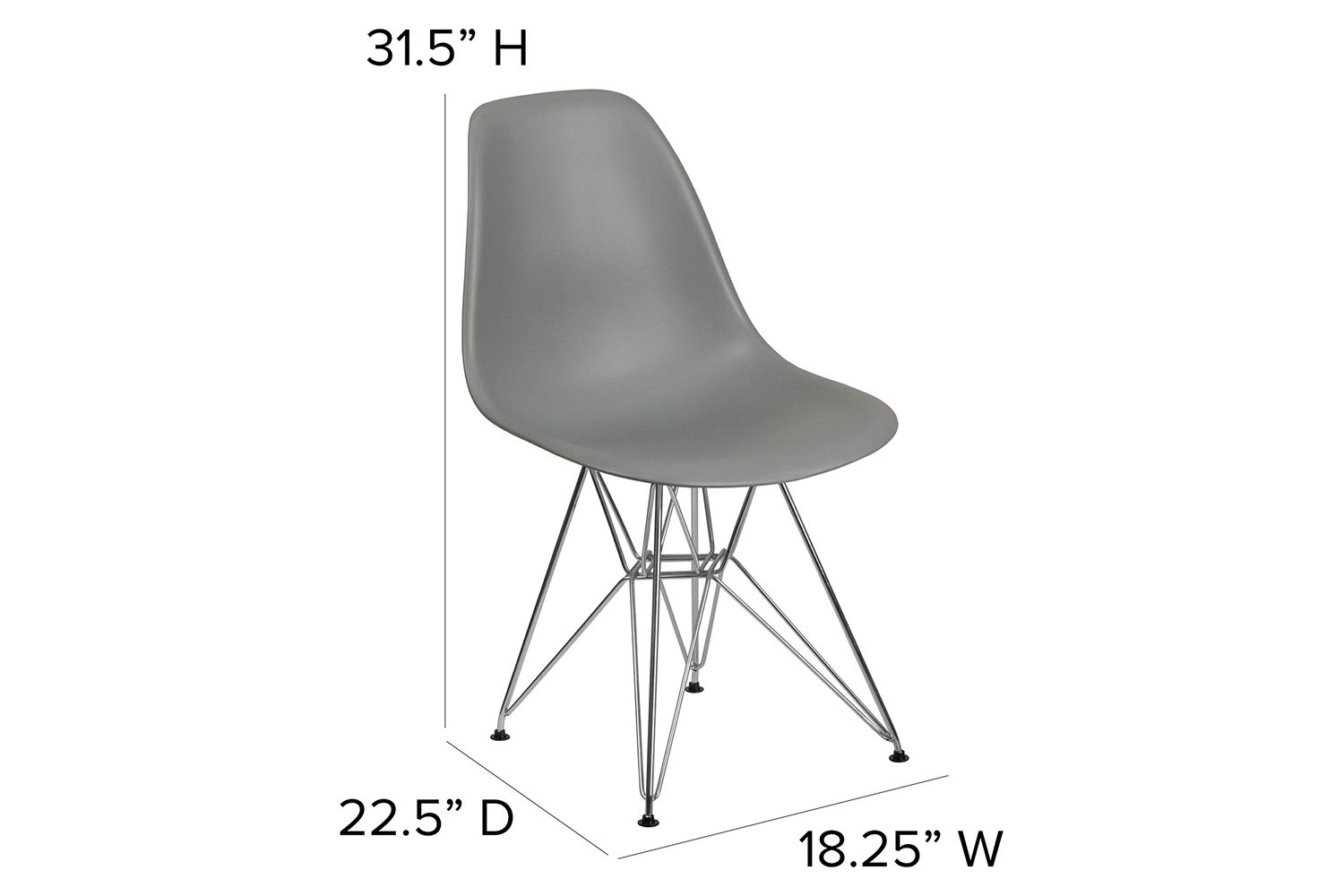 BLNK™ Elon Series Plastic Chair with Chrome Base - Moss Gray