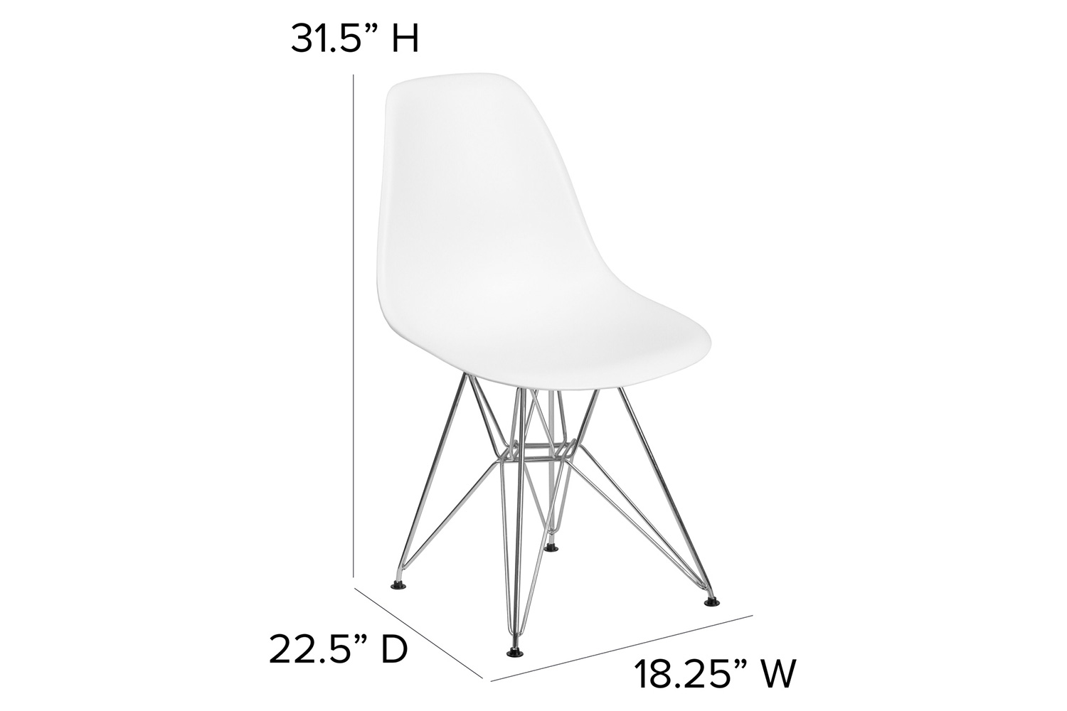 BLNK™ Elon Series Plastic Chair with Chrome Base - White