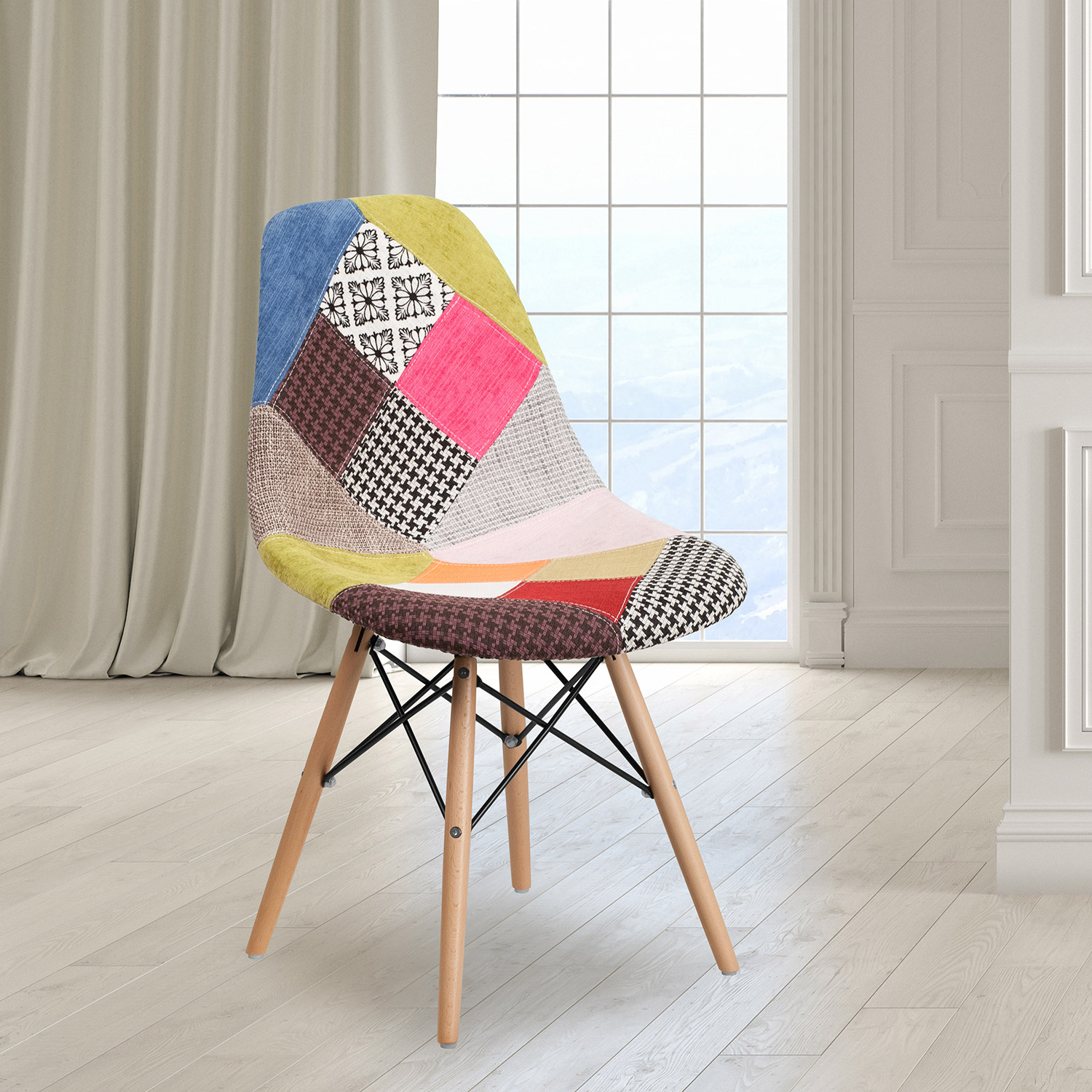 BLNK Elon Series Fabric Chair with Wooden Legs