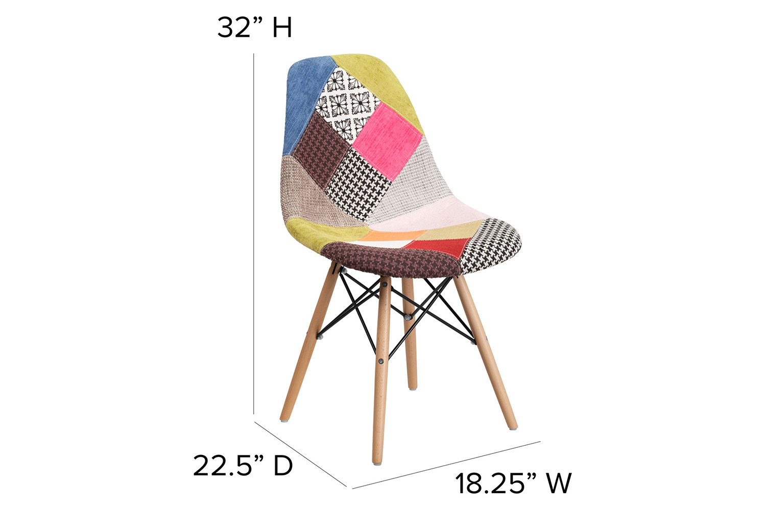 BLNK™ Elon Series Fabric Chair with Wooden Legs - Milan Patchwork