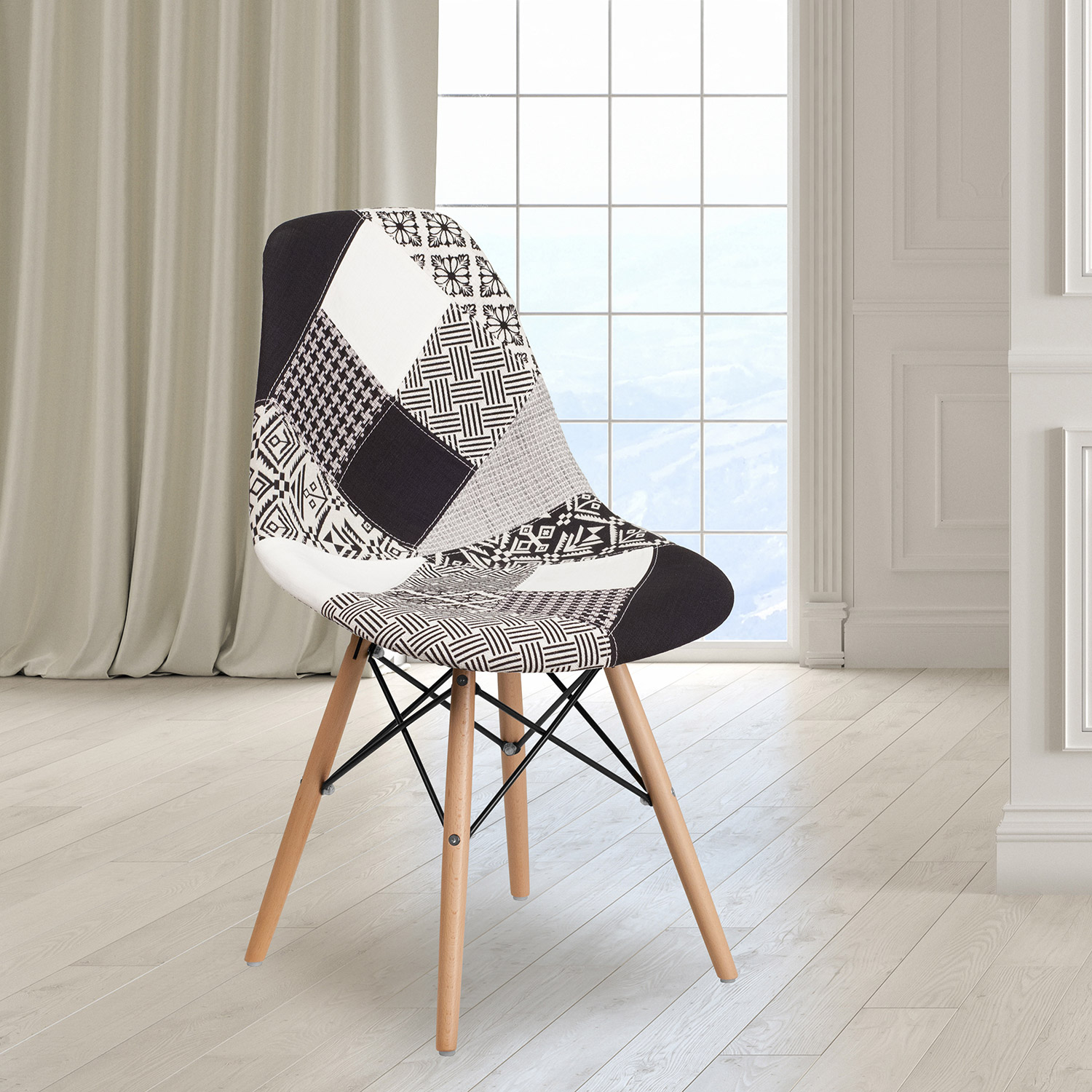 BLNK Elon Series Fabric Chair with Wooden Legs