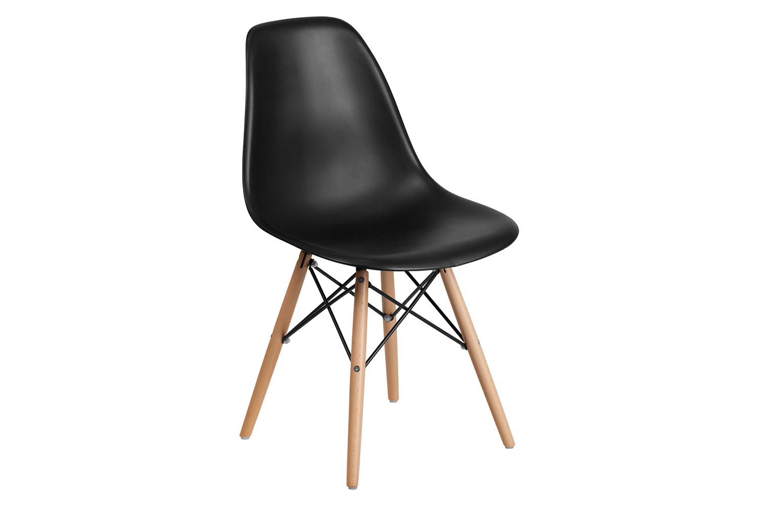 BLNK™ Elon Series Plastic Chair with Wooden Legs - Black