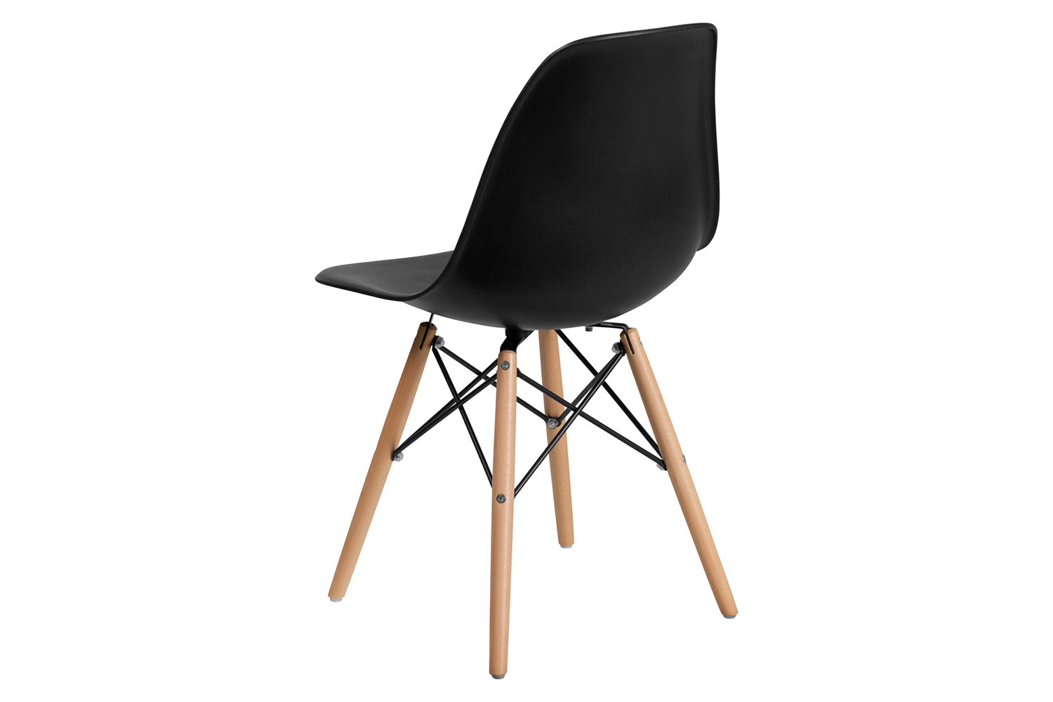 BLNK™ Elon Series Plastic Chair with Wooden Legs - Black