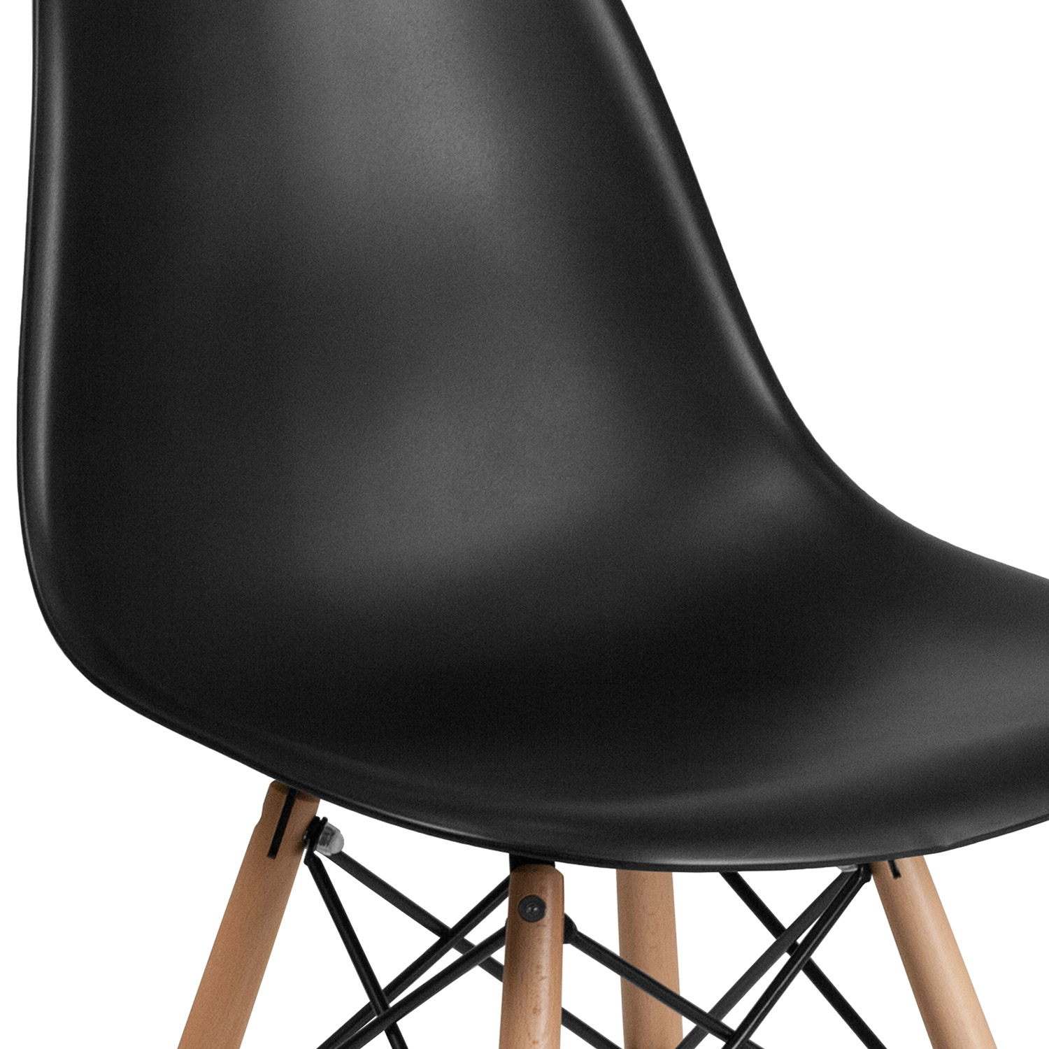 BLNK™ Elon Series Plastic Chair with Wooden Legs - Black