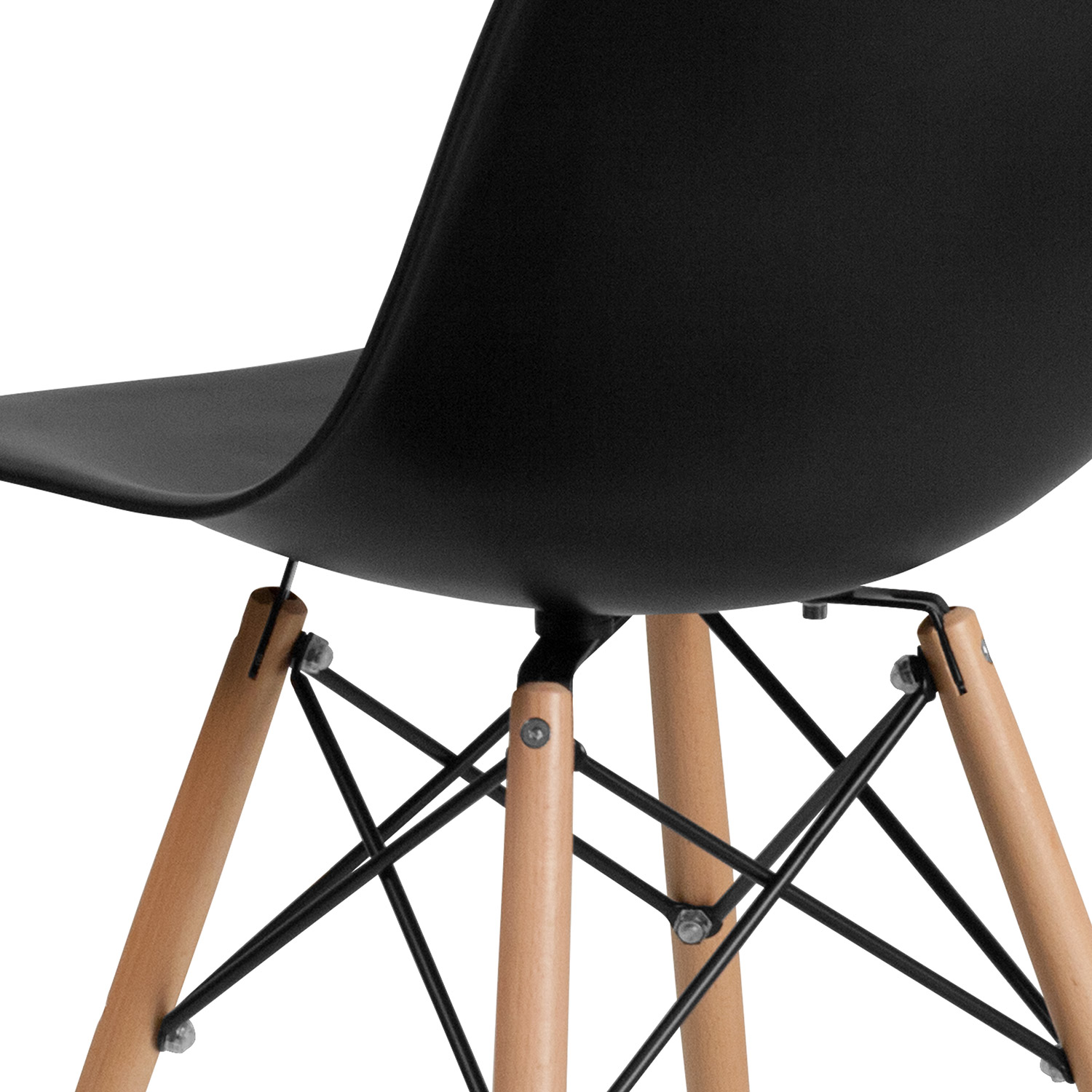 BLNK™ Elon Series Plastic Chair with Wooden Legs - Black