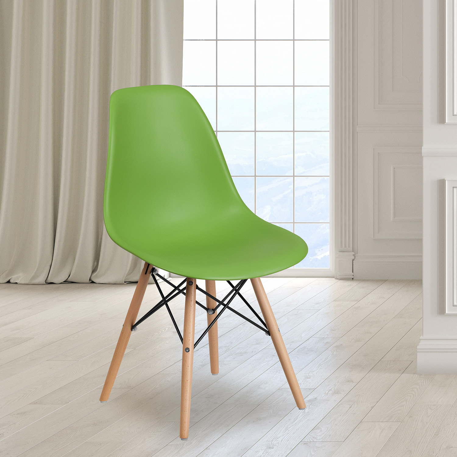 BLNK Elon Series Plastic Chair with Wooden Legs