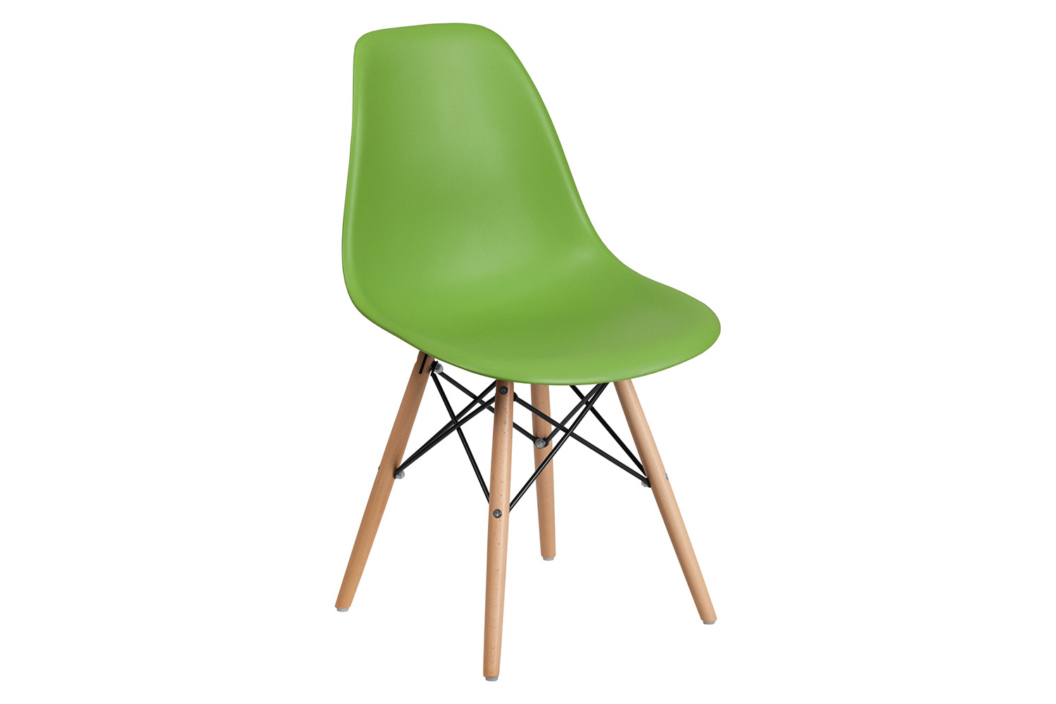 BLNK™ Elon Series Plastic Chair with Wooden Legs - Green