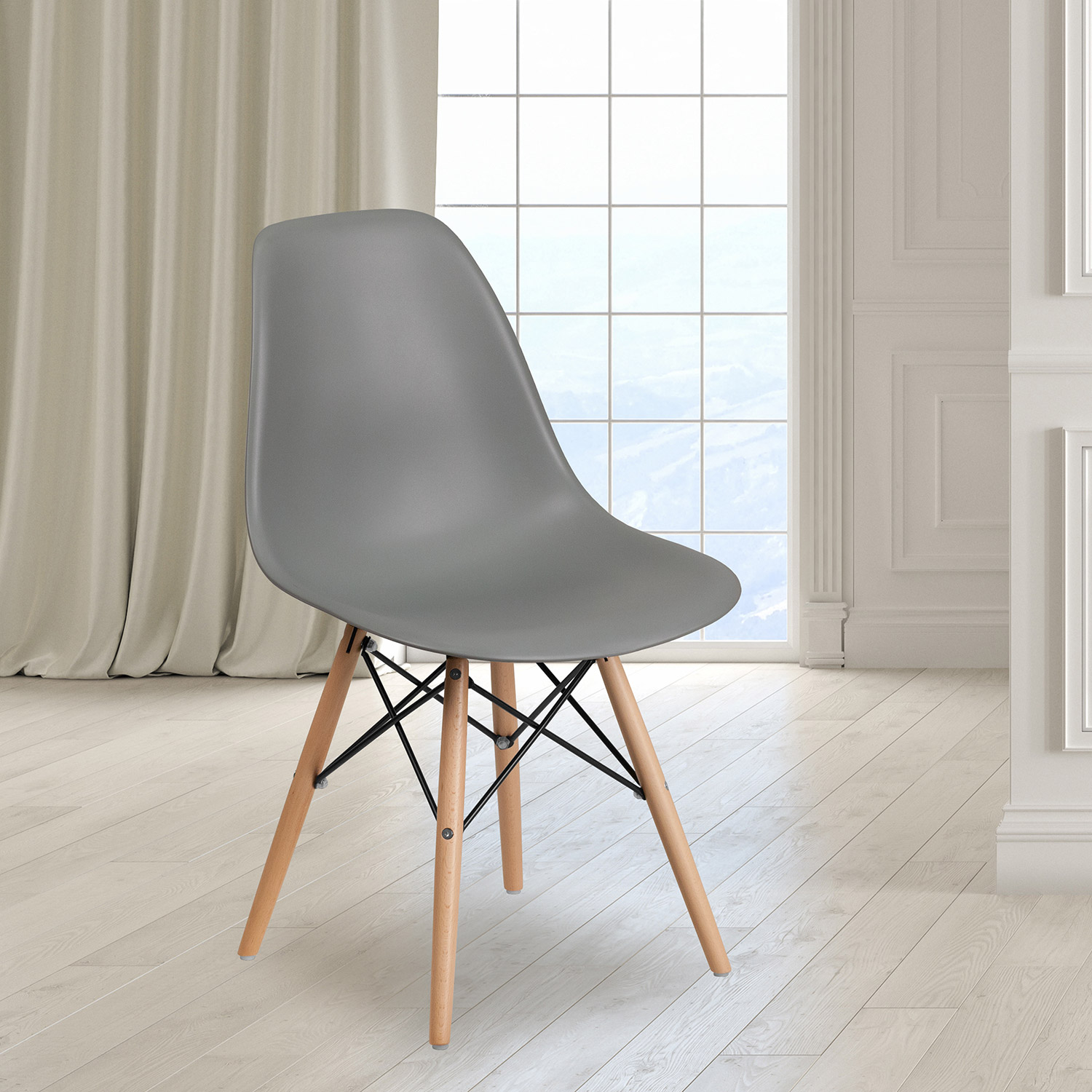 BLNK Elon Series Plastic Chair with Wooden Legs