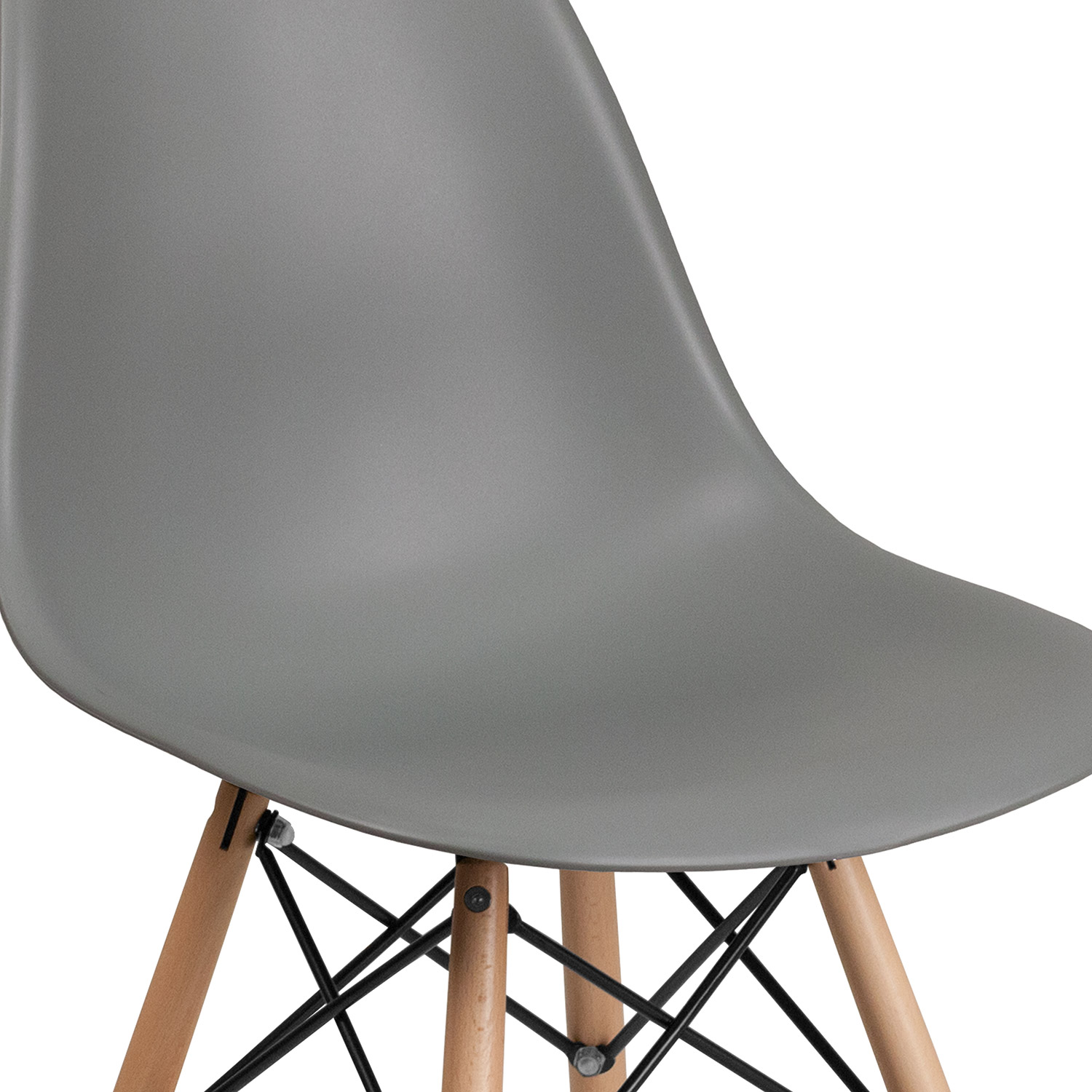 BLNK™ Elon Series Plastic Chair with Wooden Legs - Moss Gray