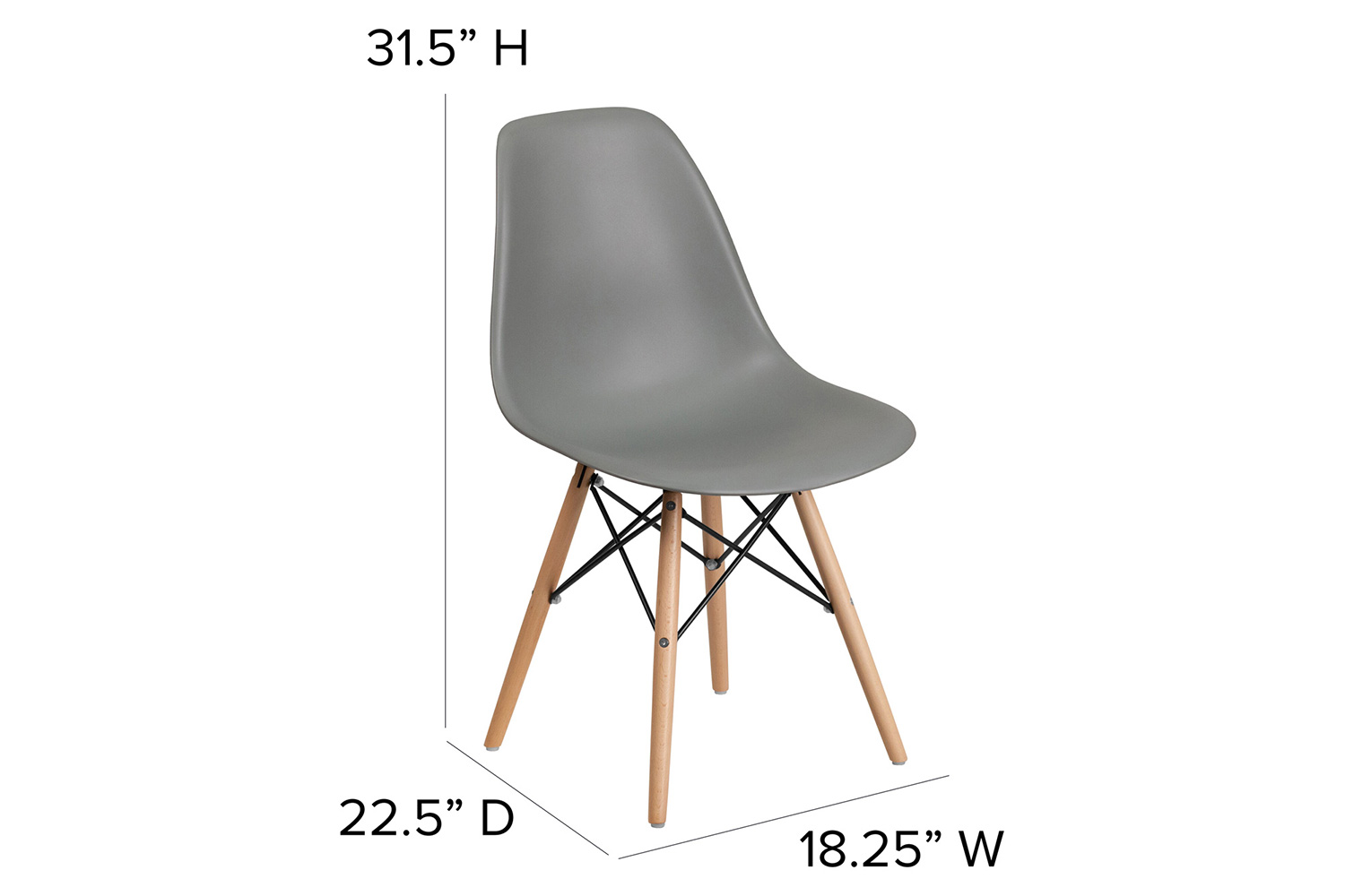 BLNK™ Elon Series Plastic Chair with Wooden Legs - Moss Gray