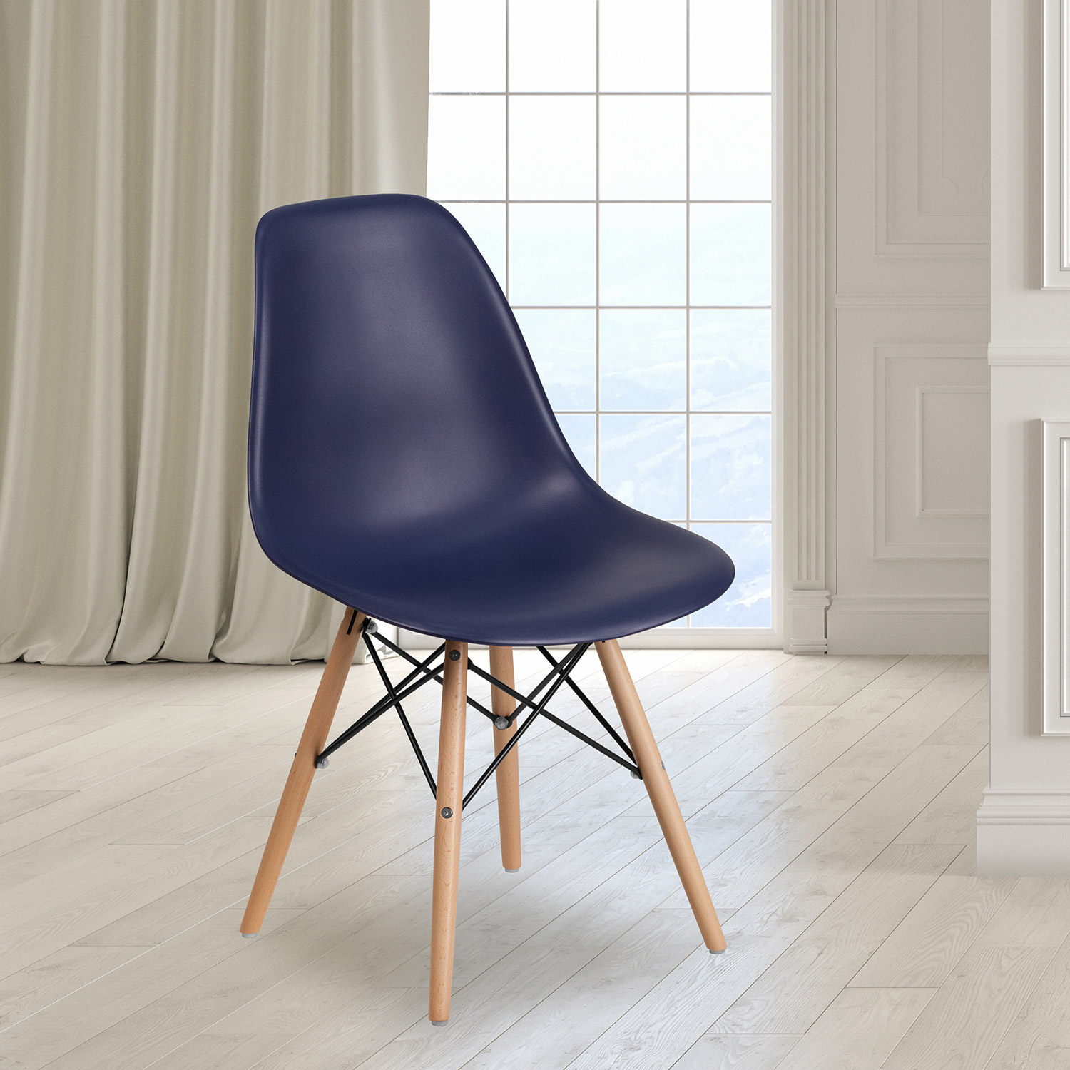 BLNK Elon Series Plastic Chair with Wooden Legs