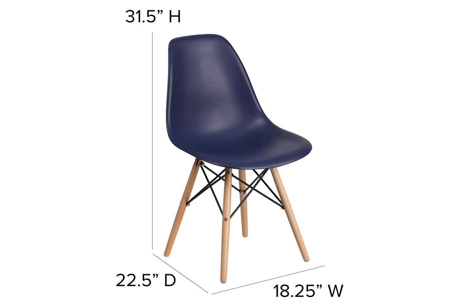 BLNK™ Elon Series Plastic Chair with Wooden Legs - Navy