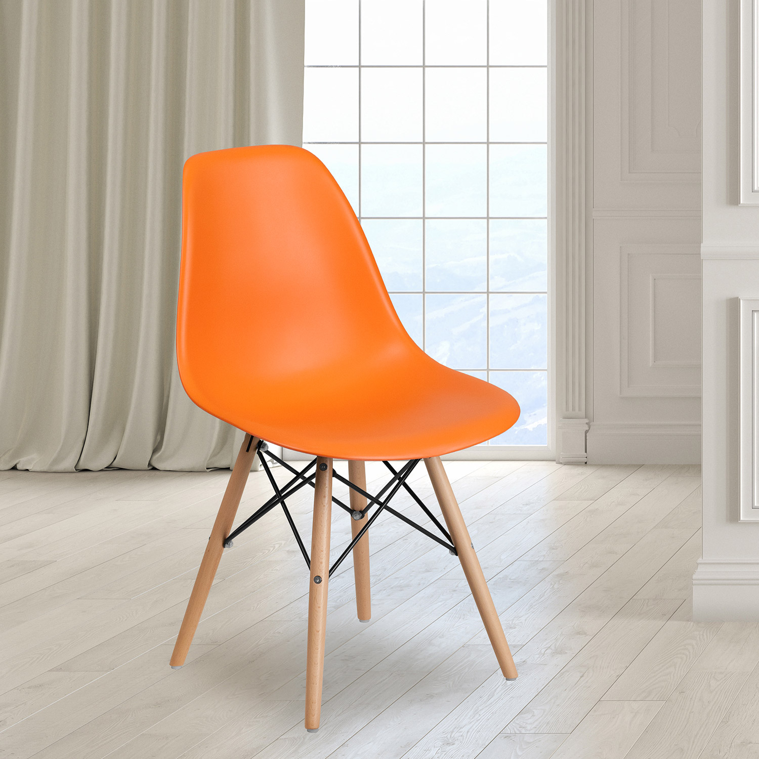 BLNK Elon Series Plastic Chair with Wooden Legs