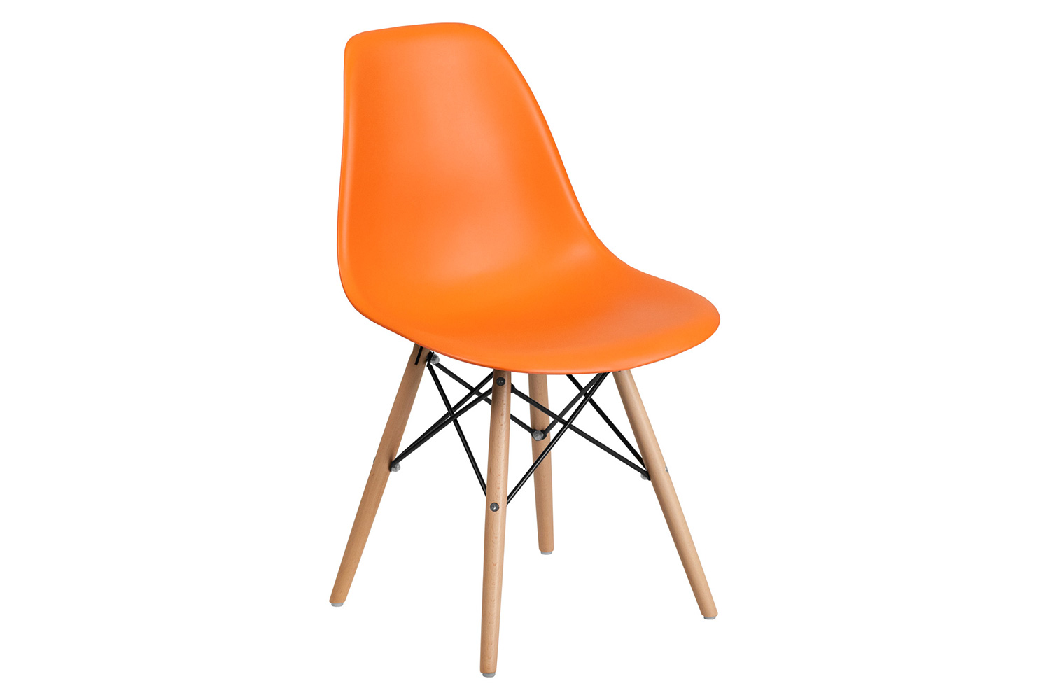 BLNK™ Elon Series Plastic Chair with Wooden Legs - Orange