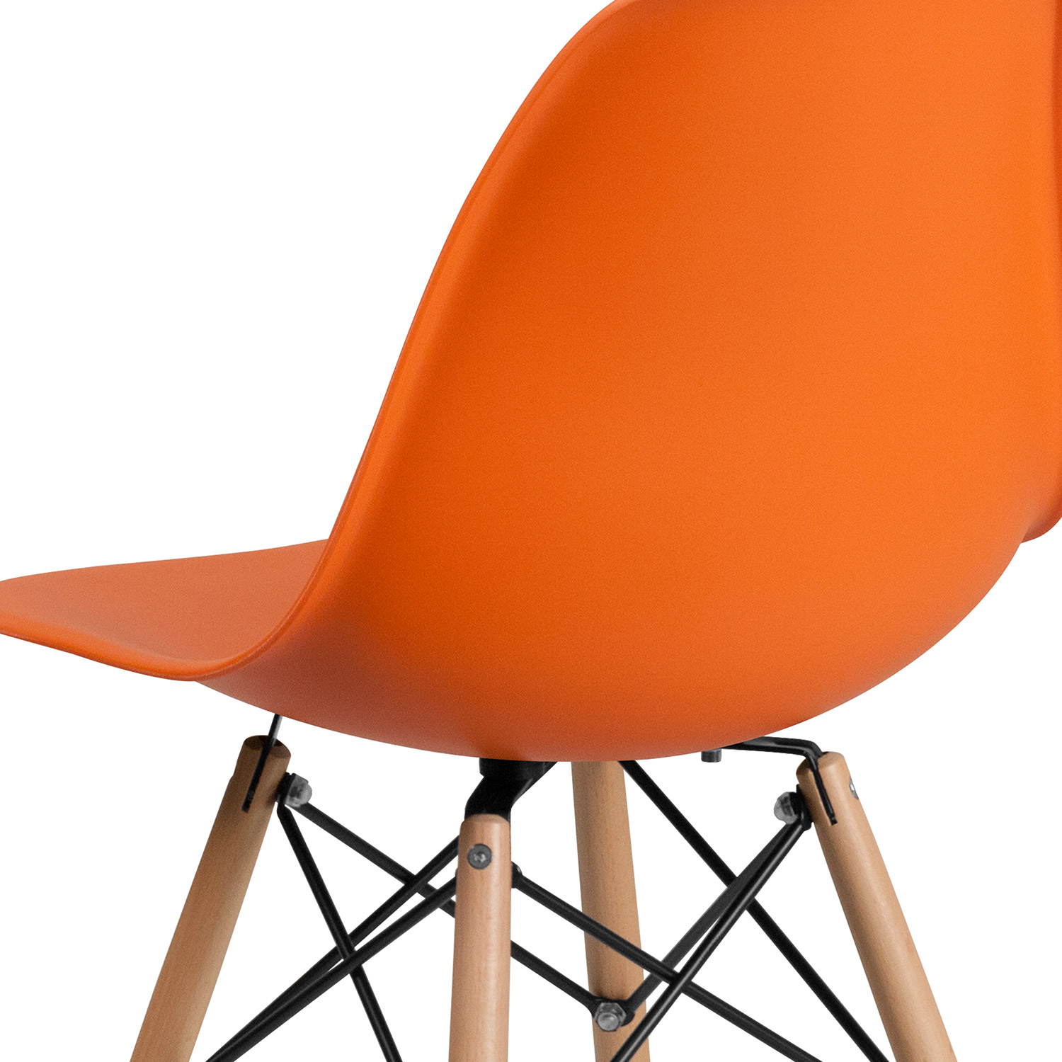 BLNK™ Elon Series Plastic Chair with Wooden Legs - Orange