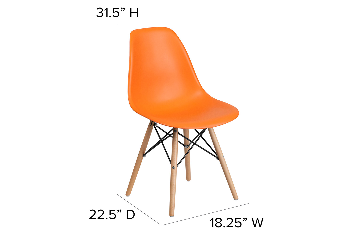 BLNK™ Elon Series Plastic Chair with Wooden Legs - Orange