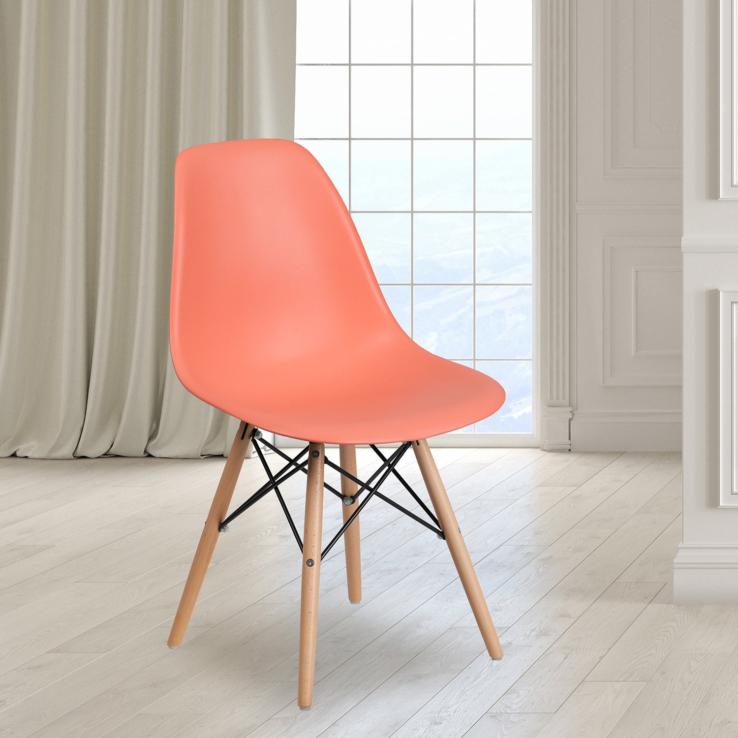 BLNK Elon Series Plastic Chair with Wooden Legs