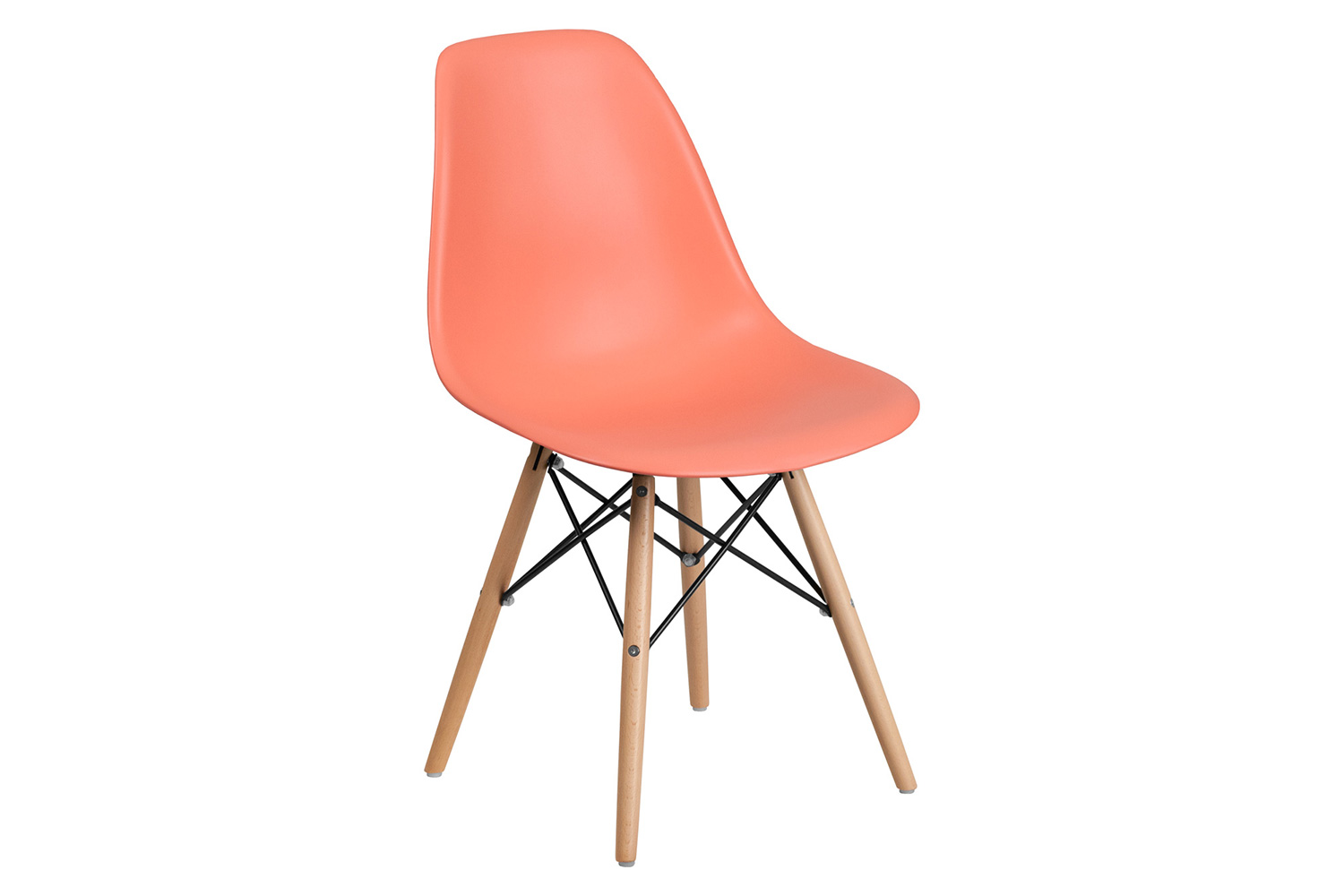 BLNK™ Elon Series Plastic Chair with Wooden Legs - Peach